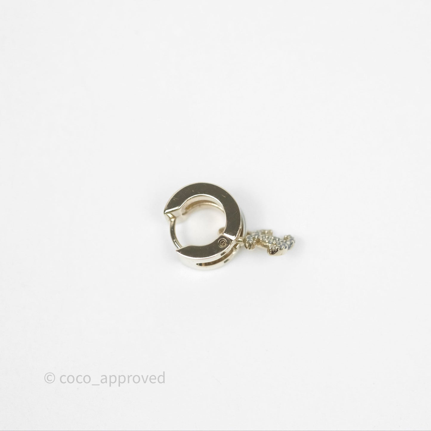 Chanel Crystal CC Pearl Hoop Earrings Gold Tone 21B