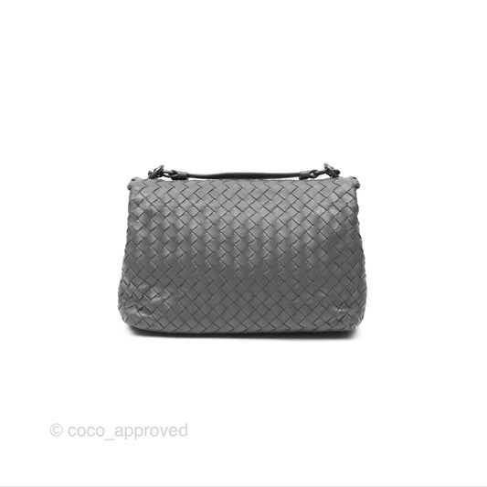 Bottega Veneta Small Nappa Intrecciato Olimpia Shoulder Bag Grey