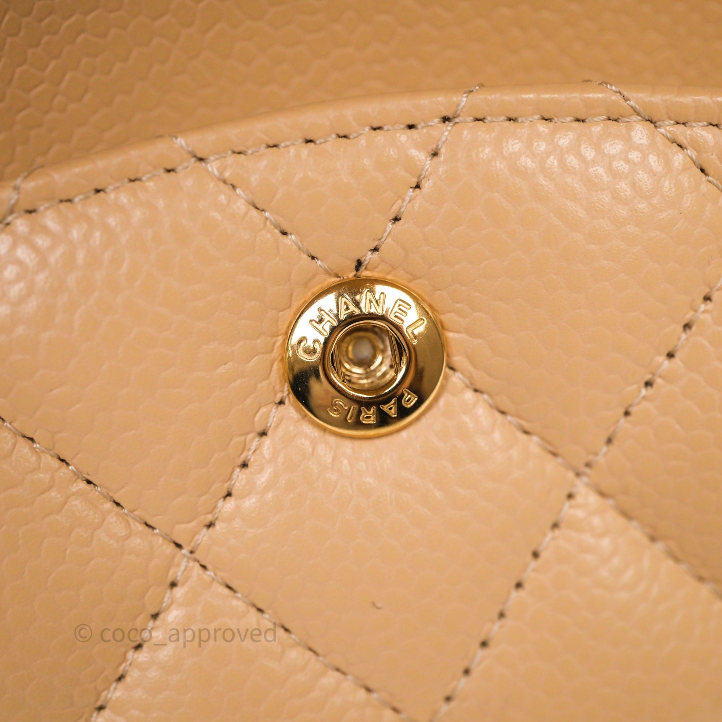 Chanel Classic M/L Medium Flap Quilted Beige Caviar Gold Hardware