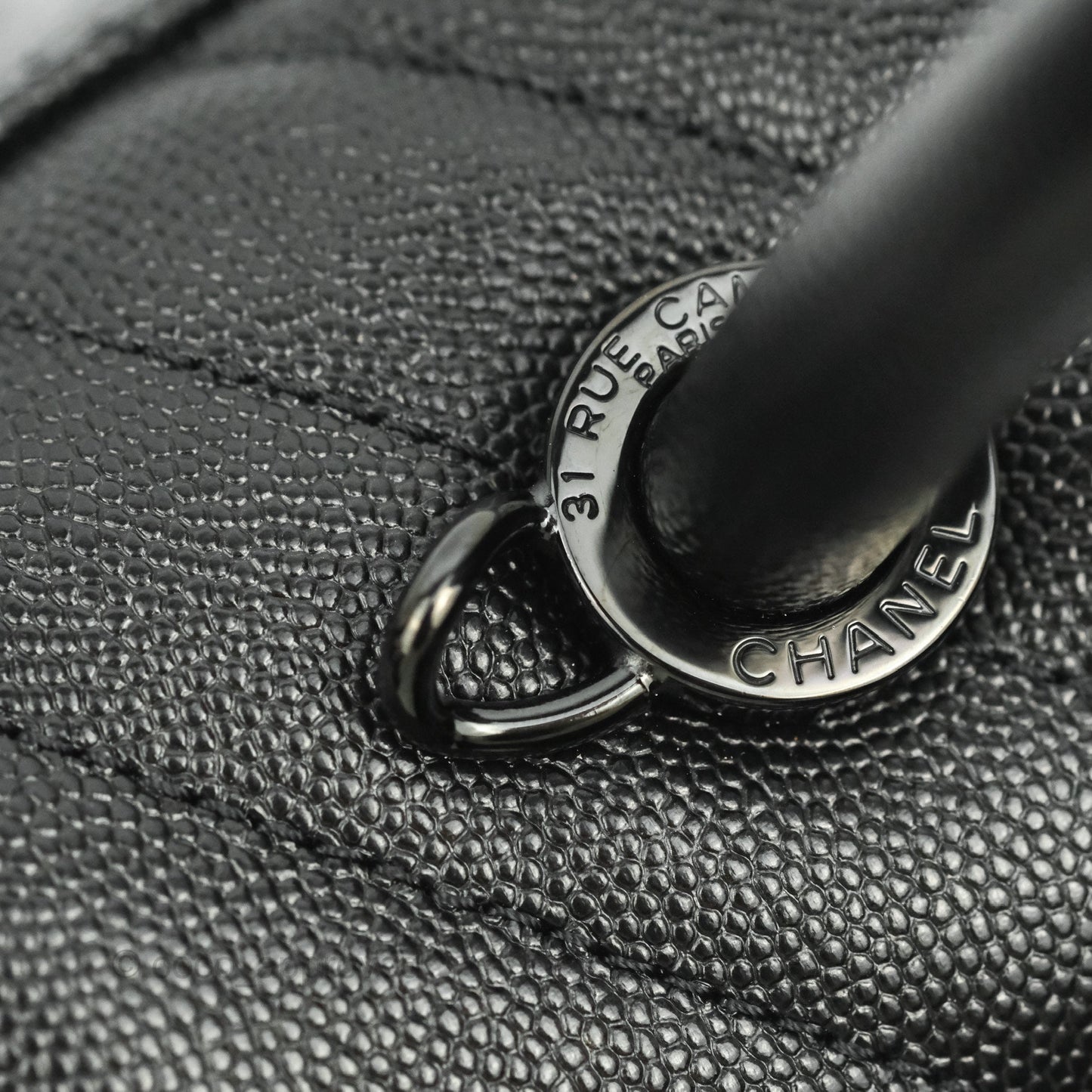 Chanel Small (Medium) Coco Handle Chevron So Black Caviar