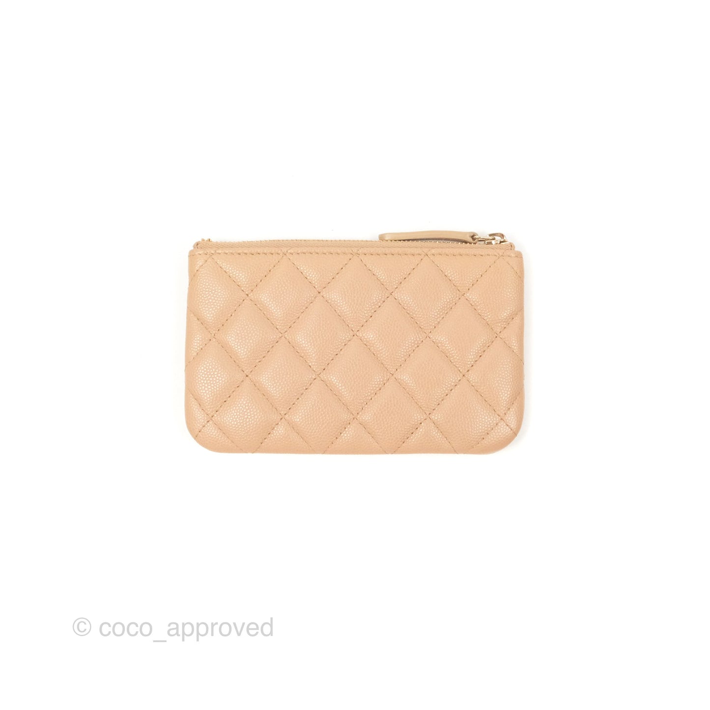 Chanel Quilted Mini O Case Beige Caviar Gold Hardware