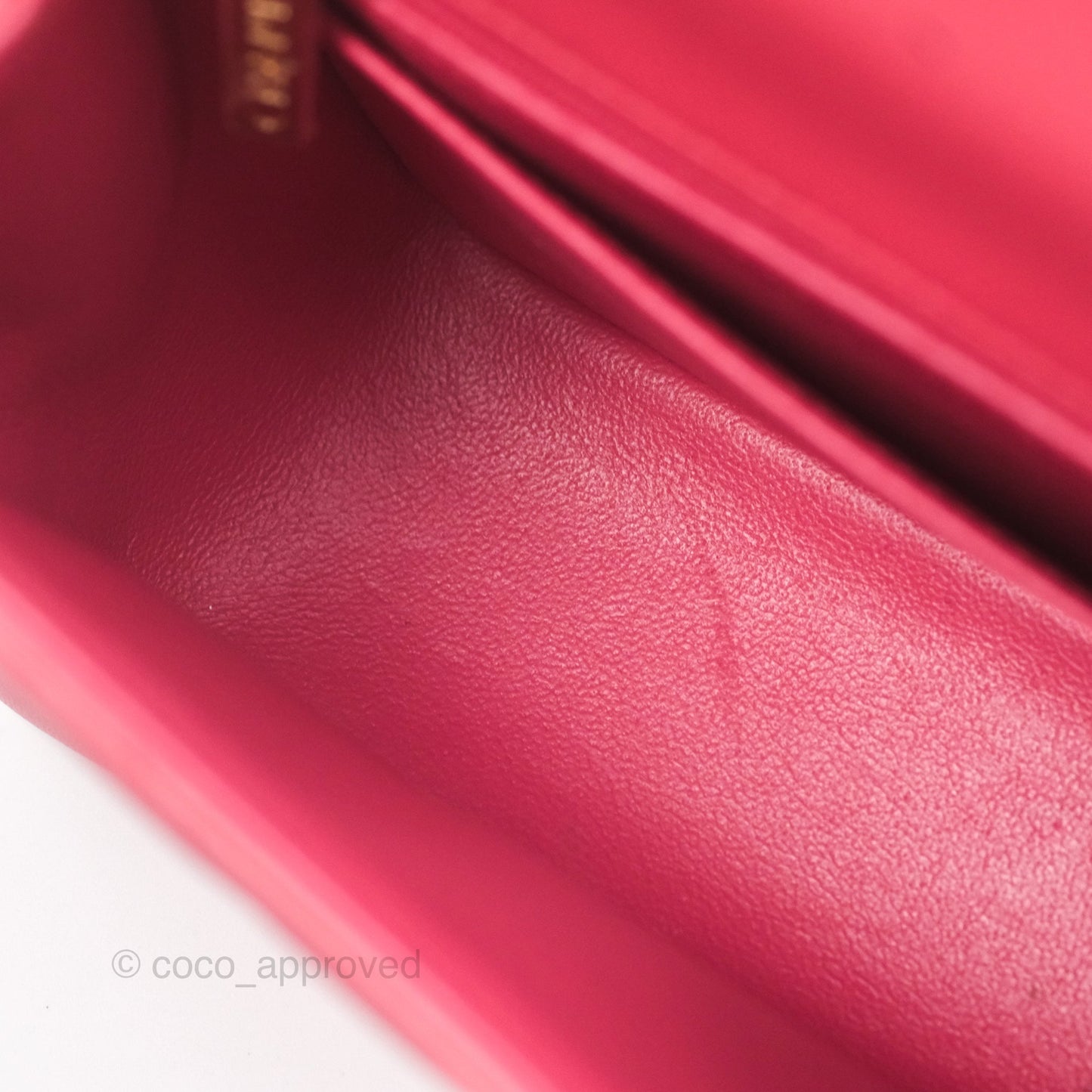 Chanel Mini Square Flap Chevron Dark Pink Lambskin Gold Hardware