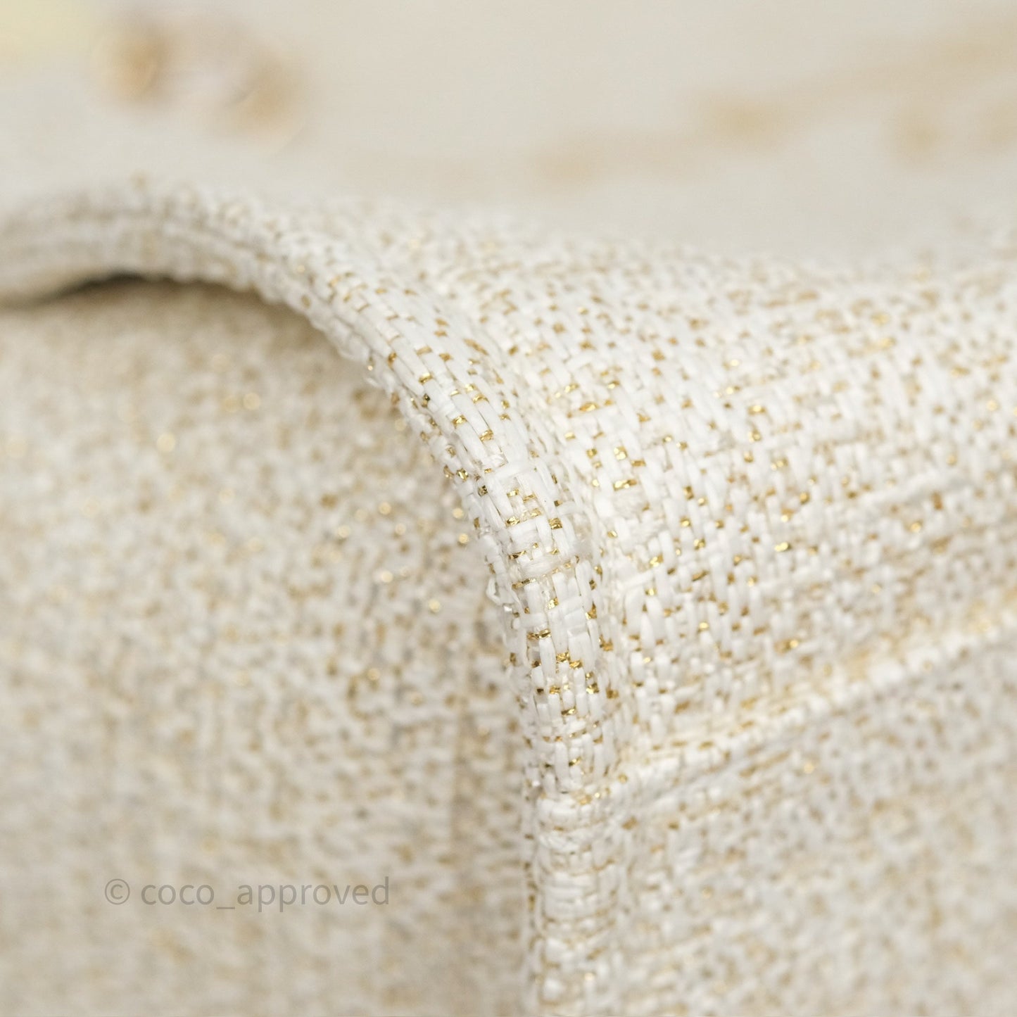 Chanel Large Deauville Ivory/Gold Canvas Gold Hardware