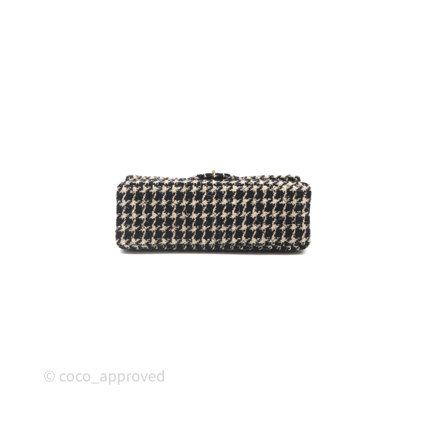 Chanel Reissue 225 Black Beige Houndstooth Tweed Antique Gold Hardware