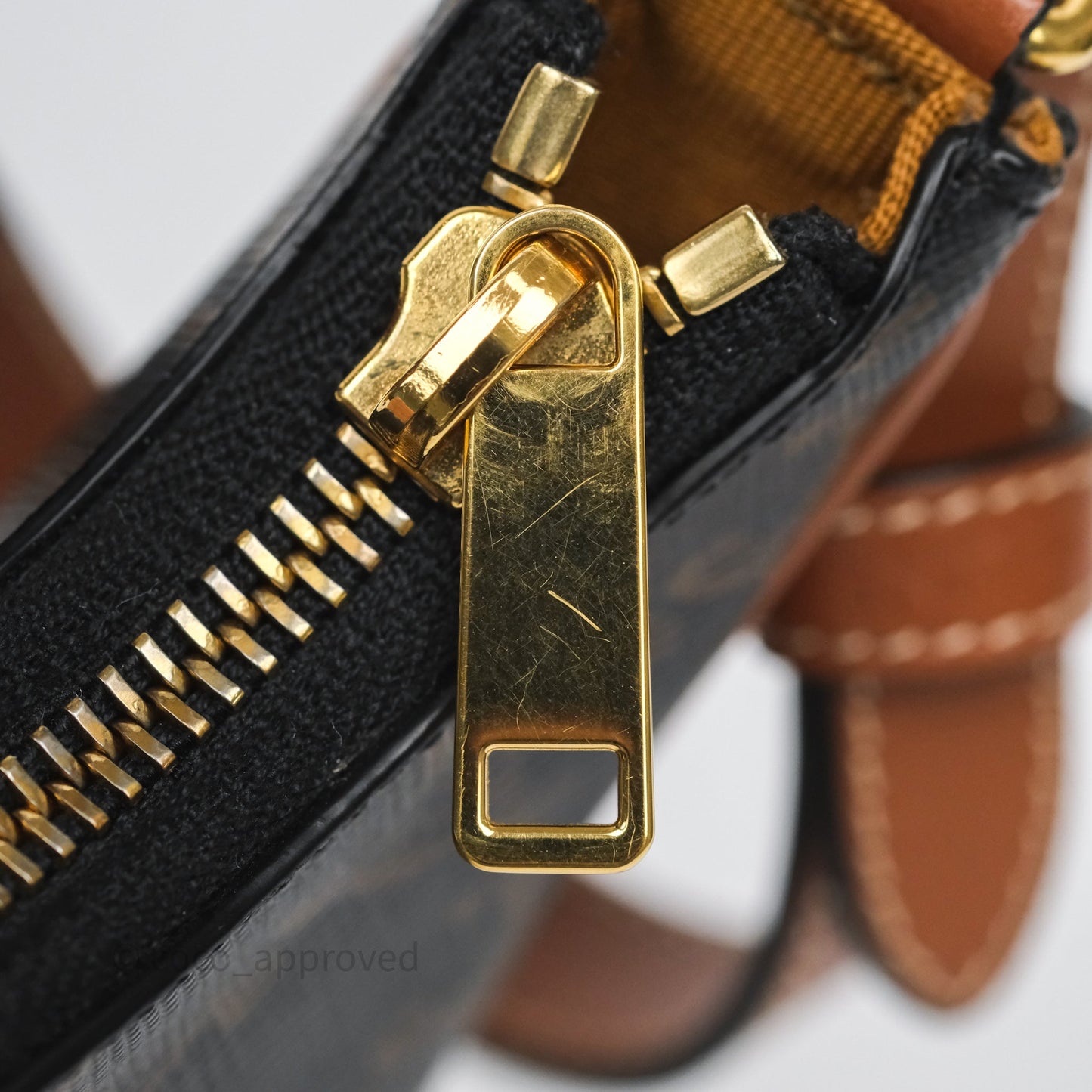 Celine Mini Ava Bag In Triomphe Canvas Calfskin Tan