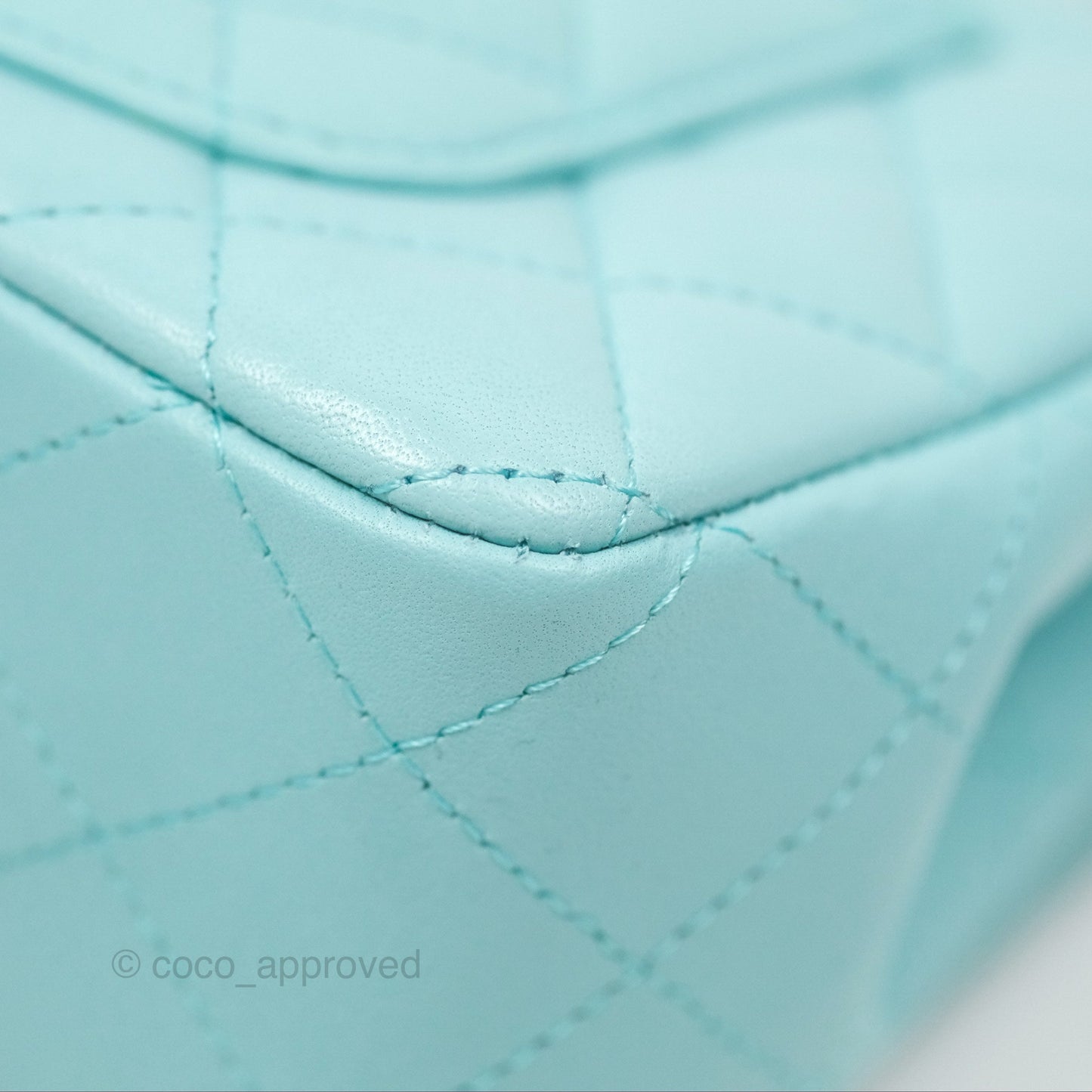 Chanel Quilted Mini Rectangular Flap Tiffany Blue Lambskin Silver Hardware