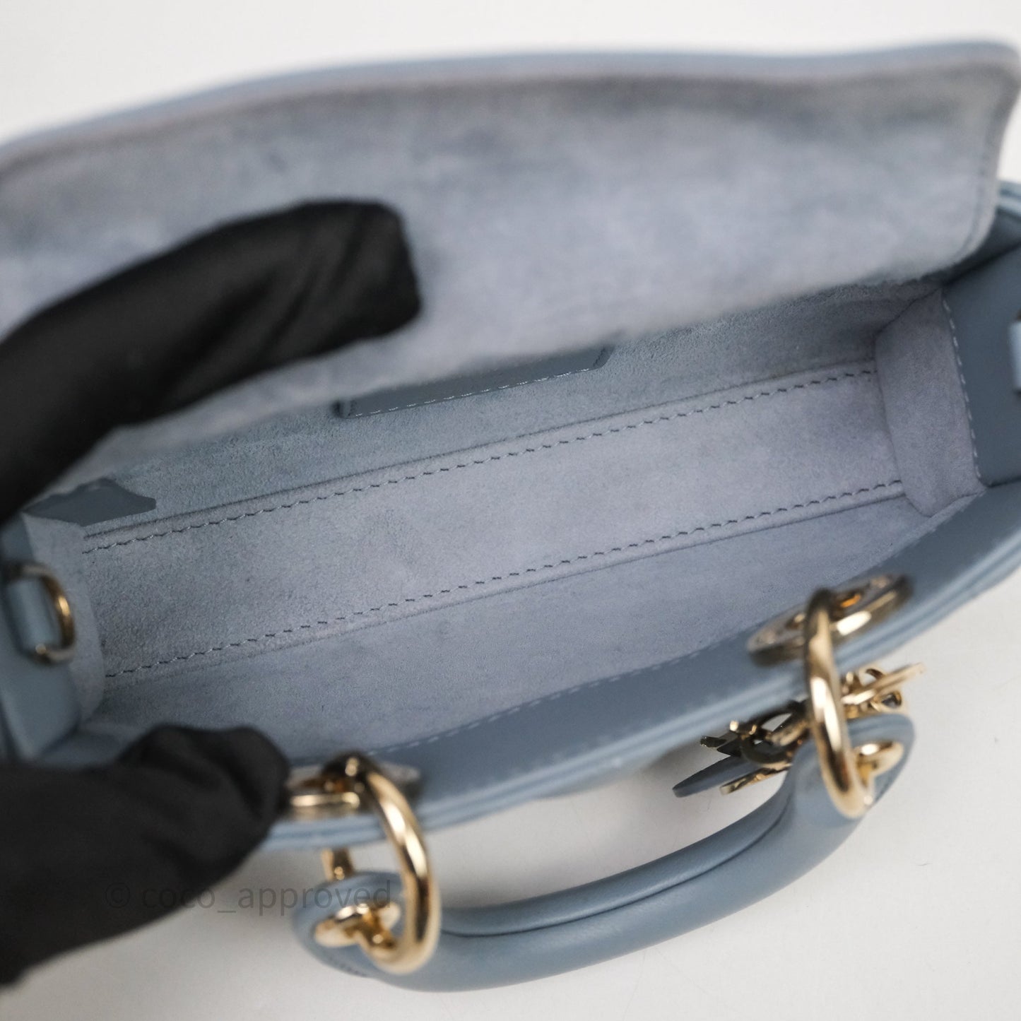 Christian Dior Micro Lady D-Joy Bag Blue Cannage Lambskin Light Gold Hardware