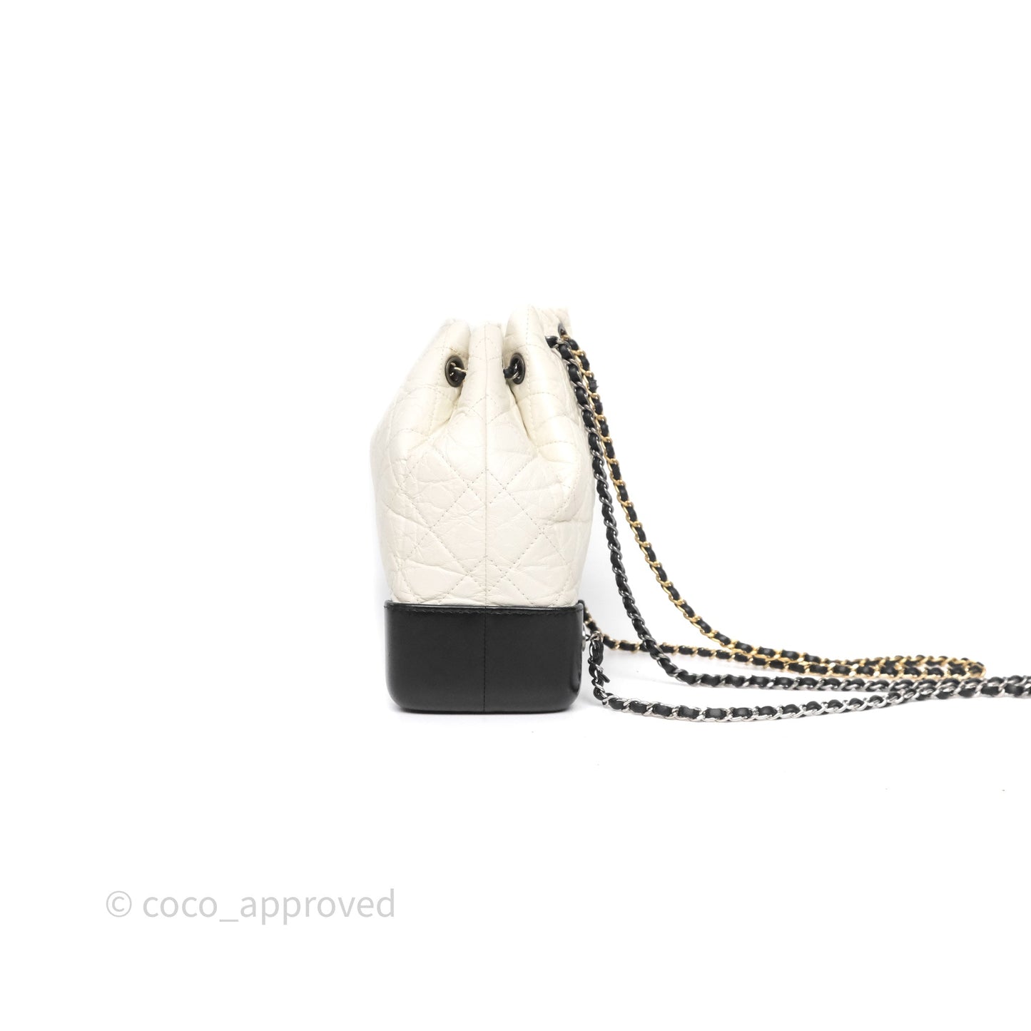 Chanel Small Gabrielle Backpack White Black Aged Calfskin