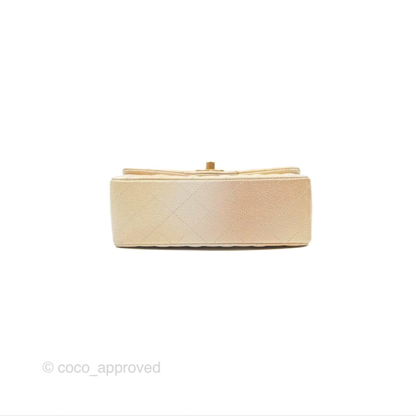 Chanel Mini Rectangular Flap Beige Ombre Iridescent Goatskin Aged Gold Hardware 22C