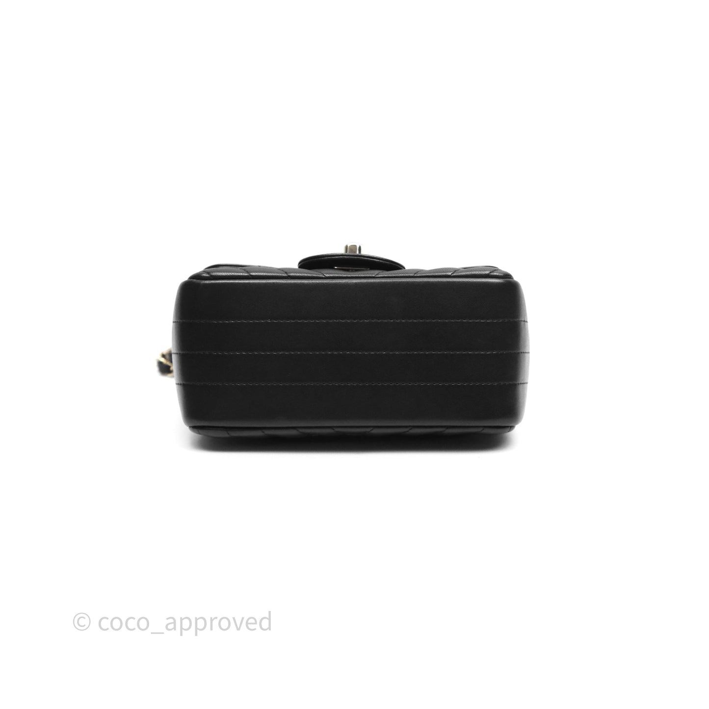Chanel Mini Square Black Chevron Lambskin Gold Hardware