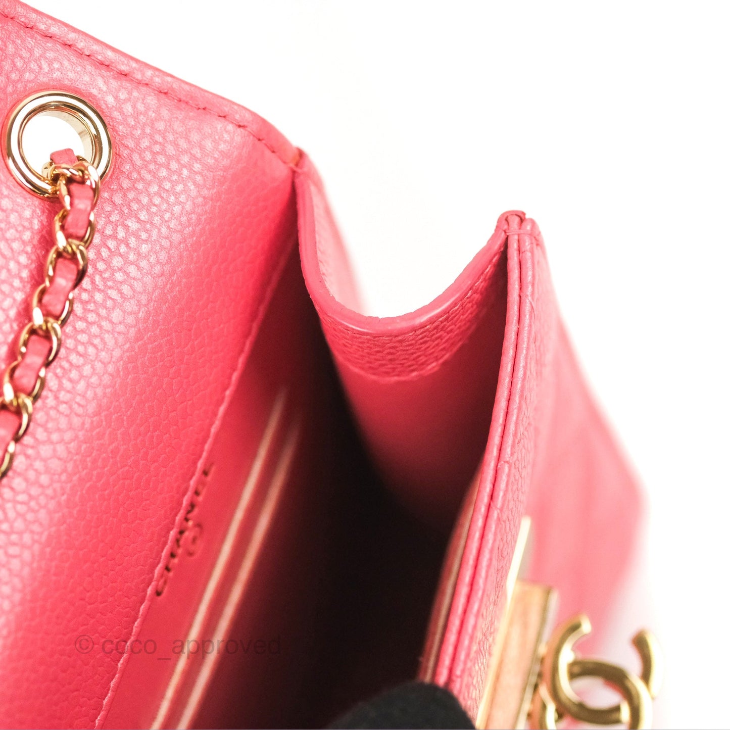 Chanel Golden Class Phone Holder With Chain Pink Caviar Gold Hardware