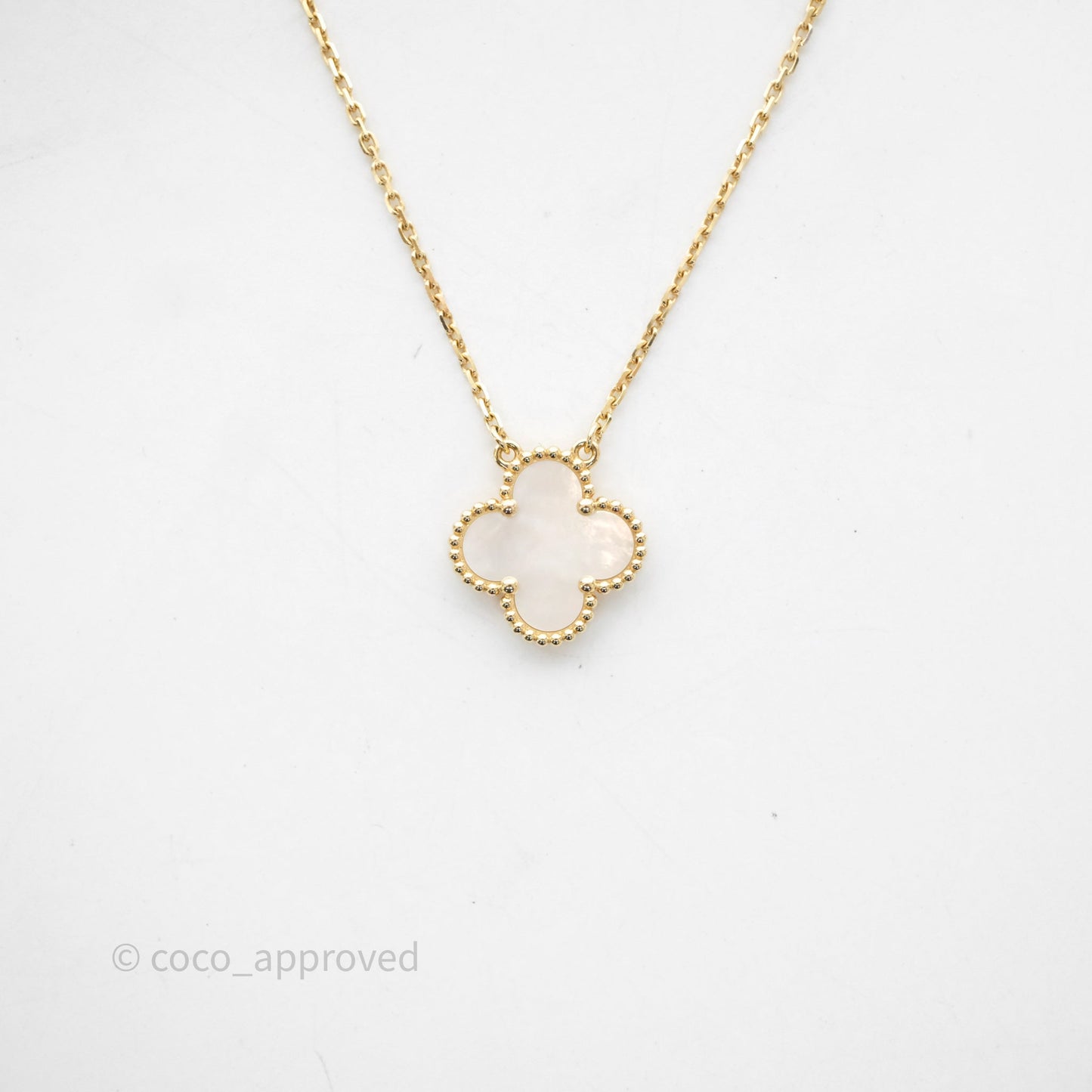 Van Cleef & Arpels Vintage Alhambra Pendant Necklace White Mother-of-pearl Yellow Gold