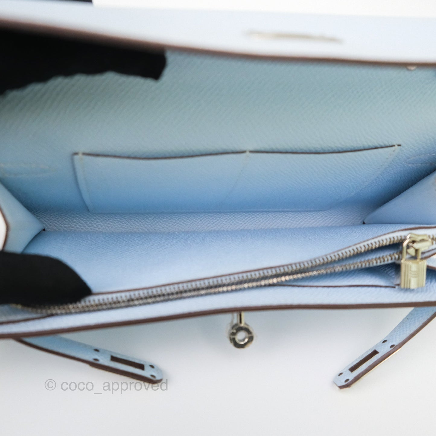 Hermès Kelly To Go Wallet Bleu Brume T0 Epsom Palladium Hardware