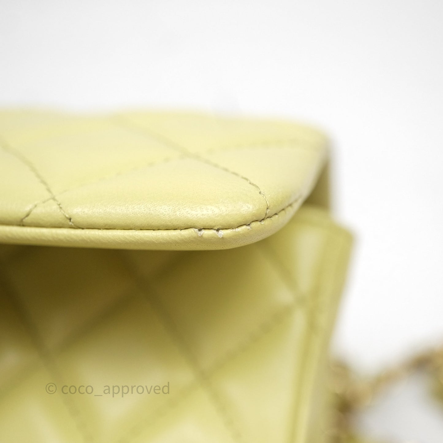 Chanel Mini Rectangular Flap Quilted Green Lambskin Gold Hardware