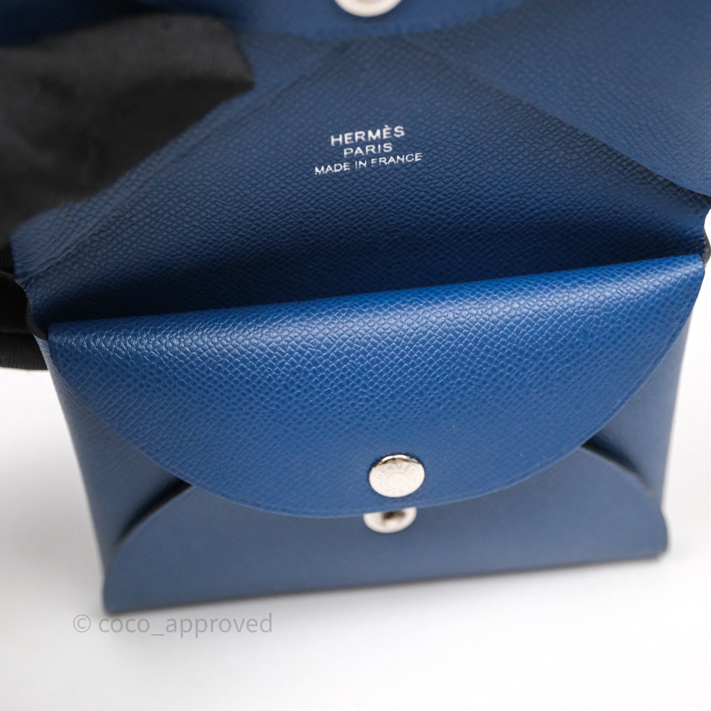 Hermès Calvi Card Holder Deep Blue Epsom