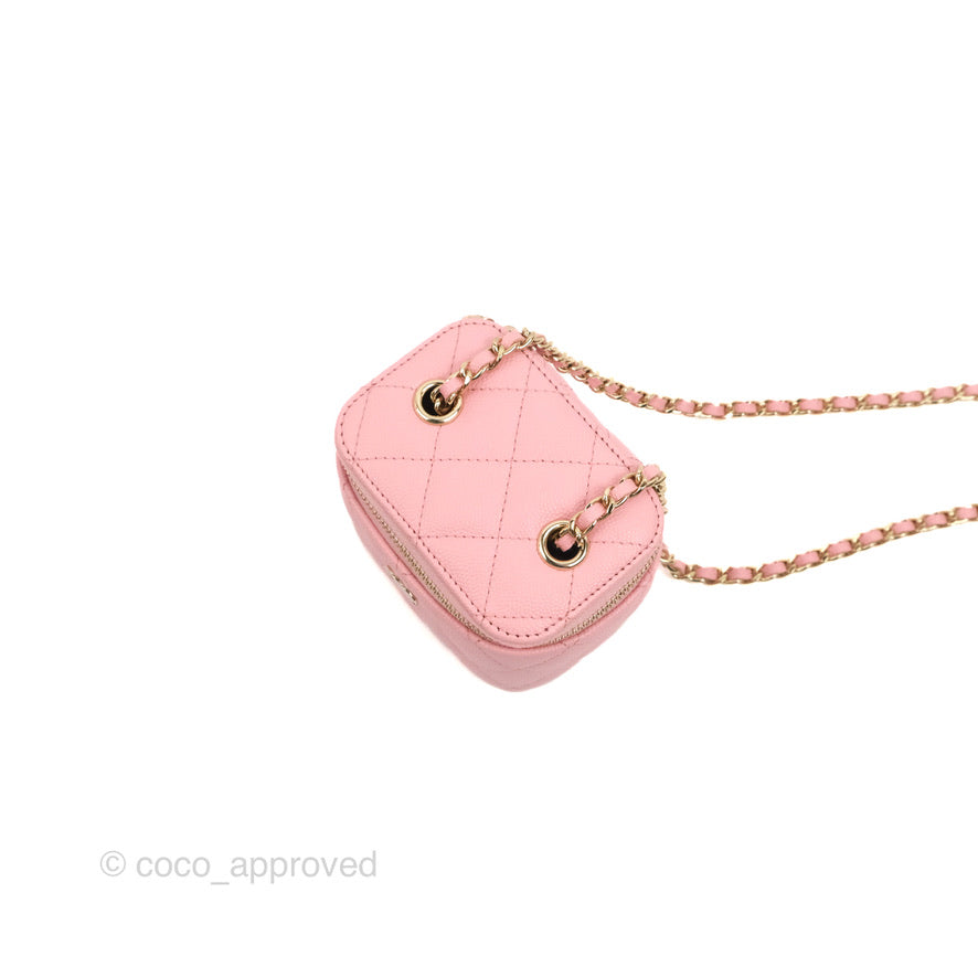 Chanel Mini Vanity With Chain Pink Caviar Gold Hardware