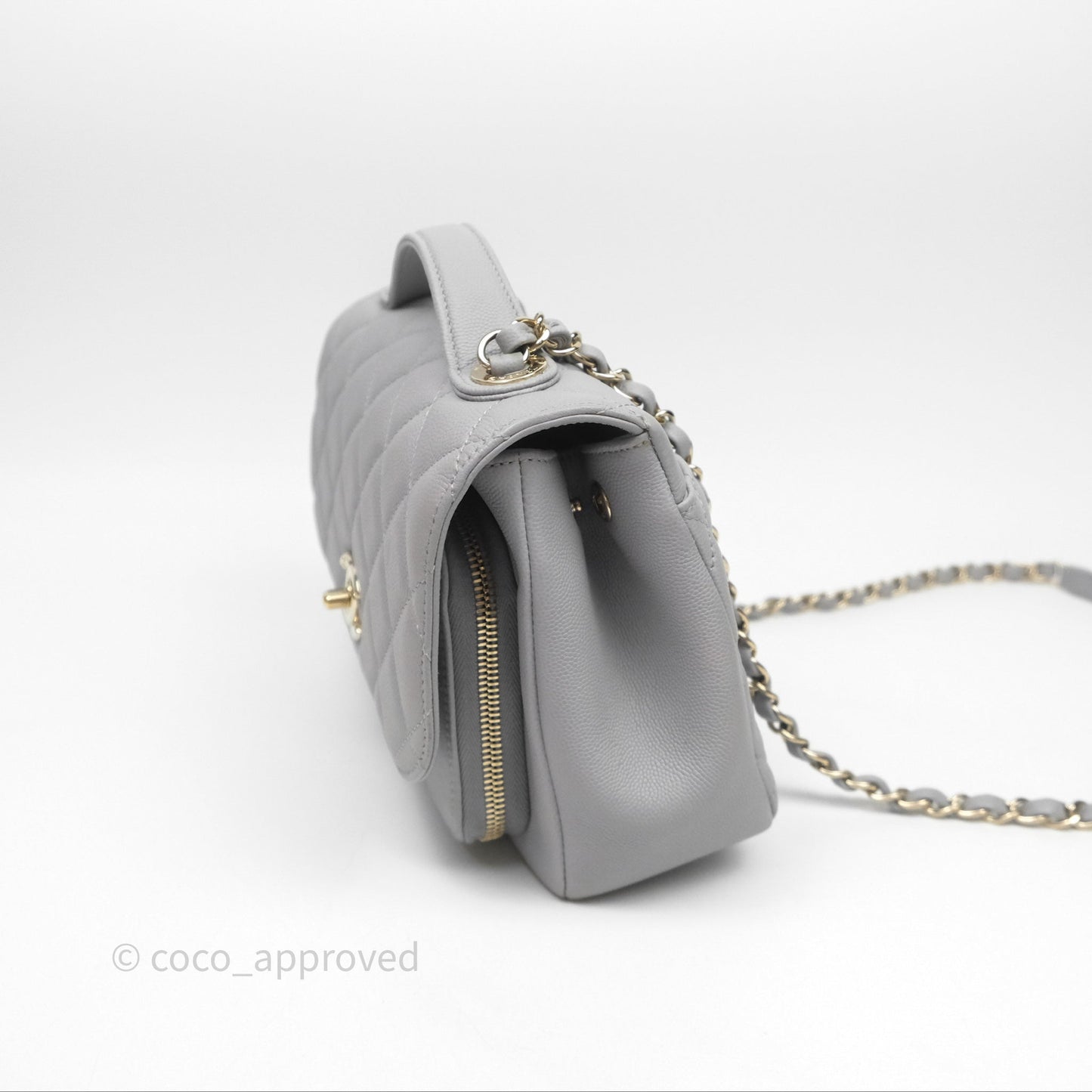 Chanel Quilted Medium Business Affinity Flap Grey Caviar Gold Hardware