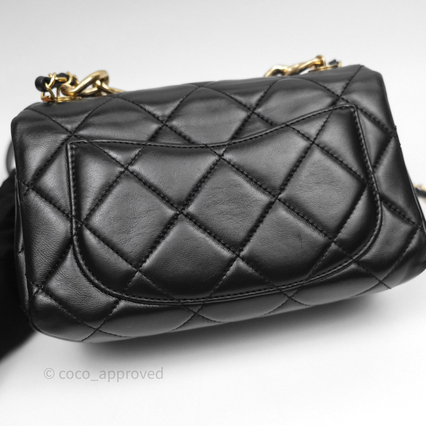 Chanel Quilted Color Match Chain Flap Black Lambskin Gold Hardware
