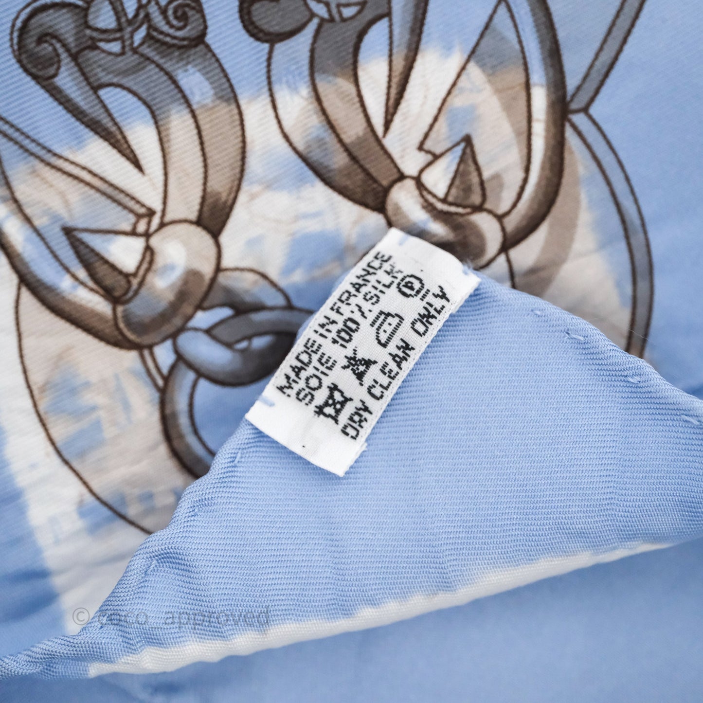 Hermès Mors et Gourmettes Scarf Light Blue