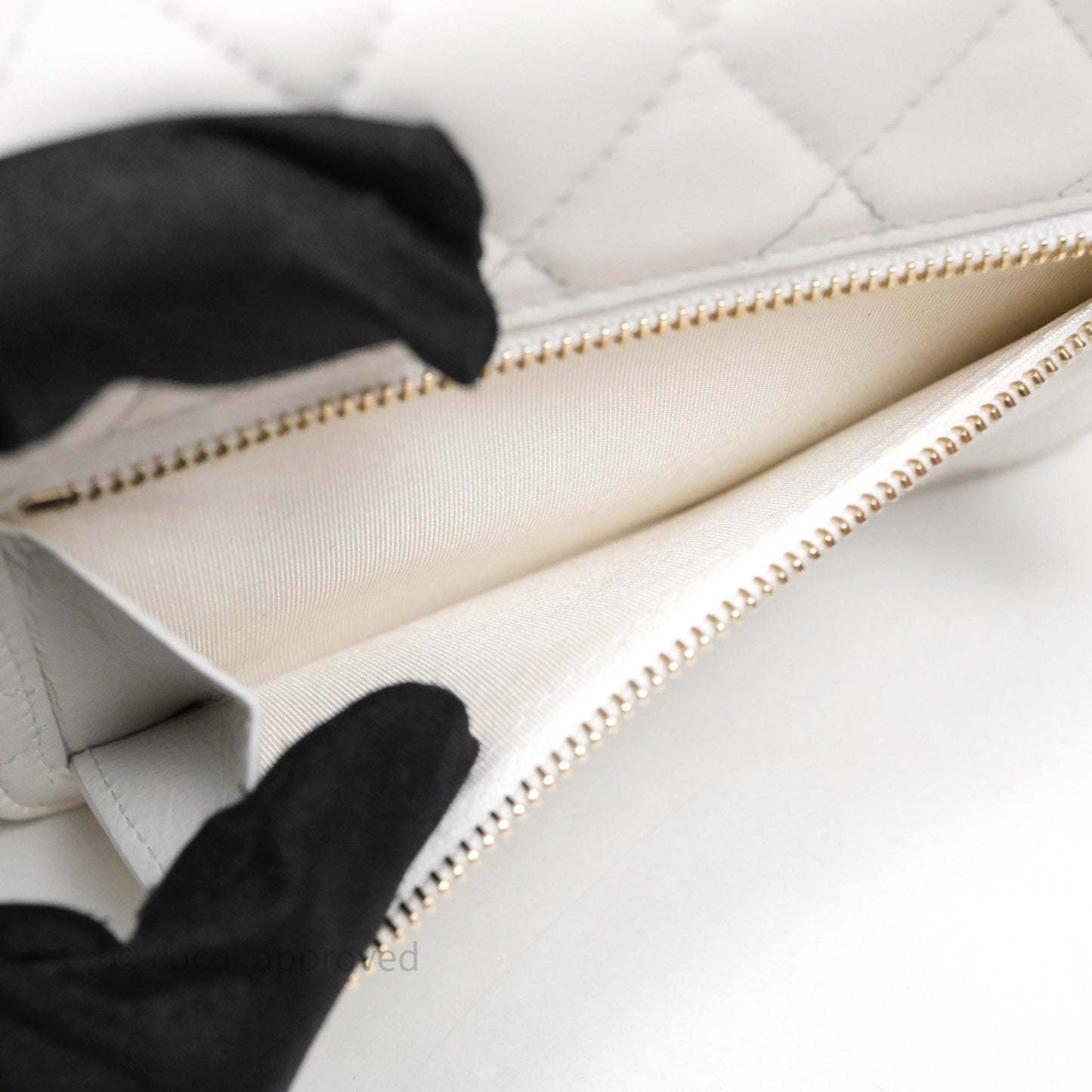 Chanel Mini Wallet On Large Pearl Chain WOC Quilted White Lambskin Gold Hardware