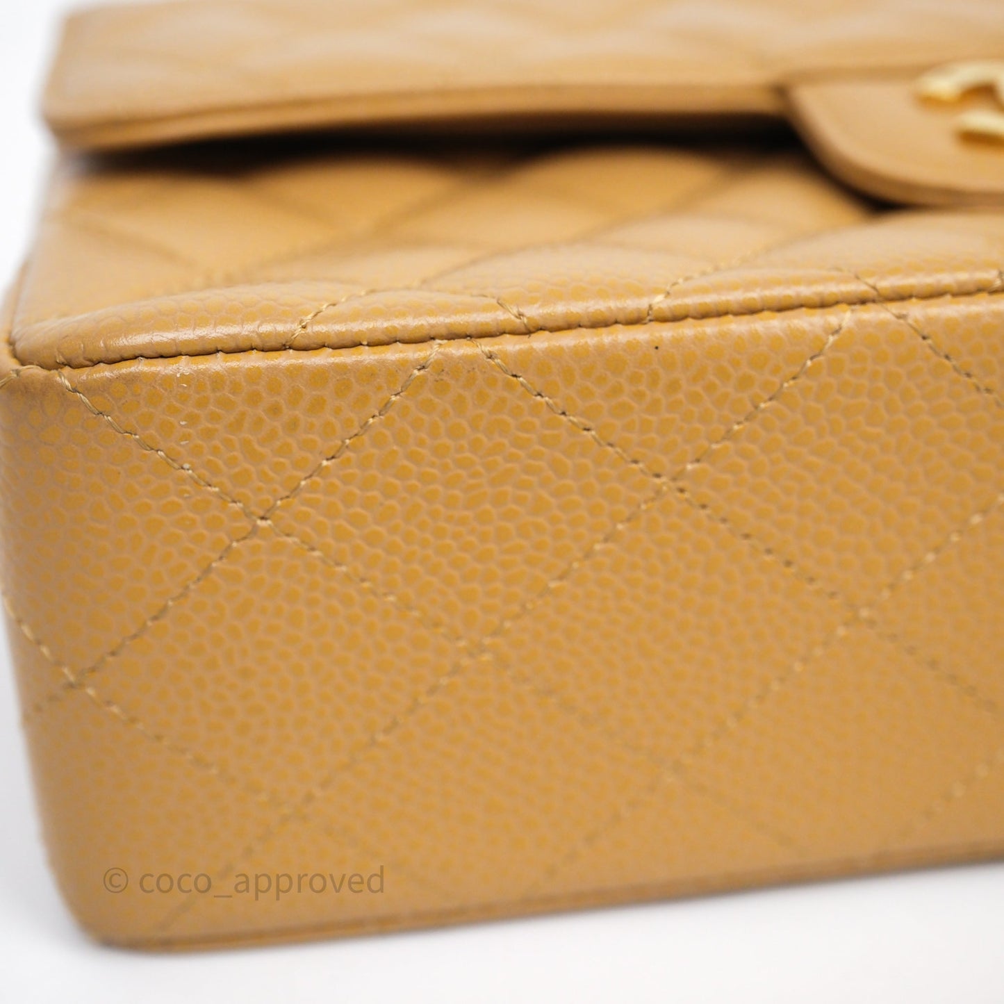Chanel Classic M/L Medium Flap Quilted Dark Beige Caviar Gold Hardware