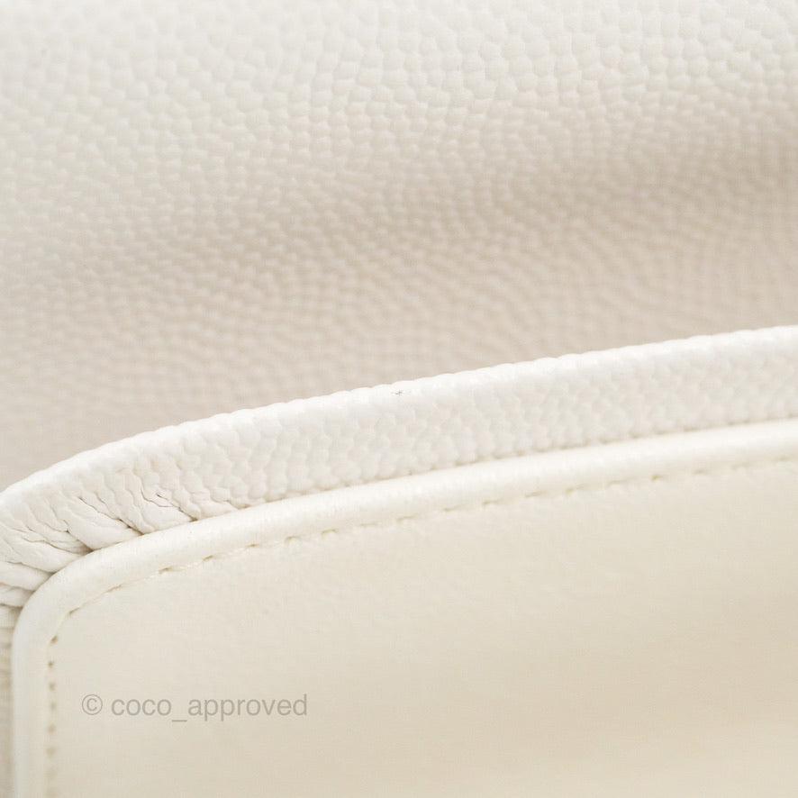 Chanel Small Classic Quilted Flap White Caviar Gold Hardware