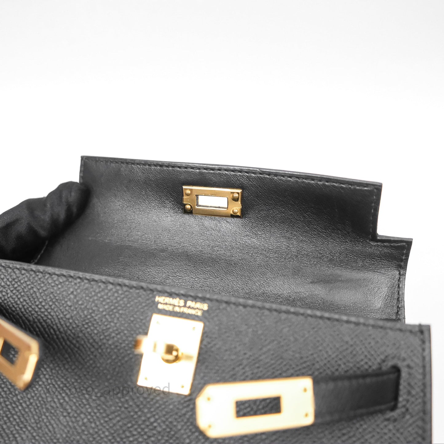 Hermès Mini Kelly II Noir 89 Epsom Gold Hardware