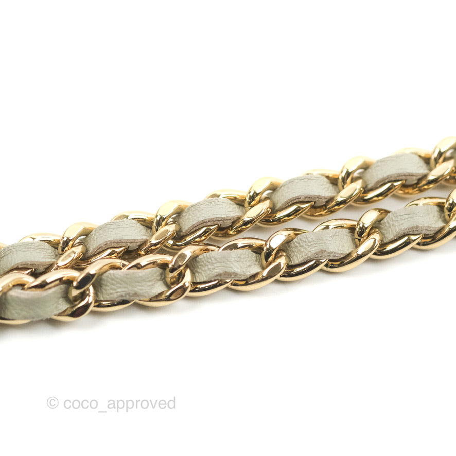 Chanel Quilted Classic Wallet on Chain WOC Light Grey Lambskin Gold Hardware