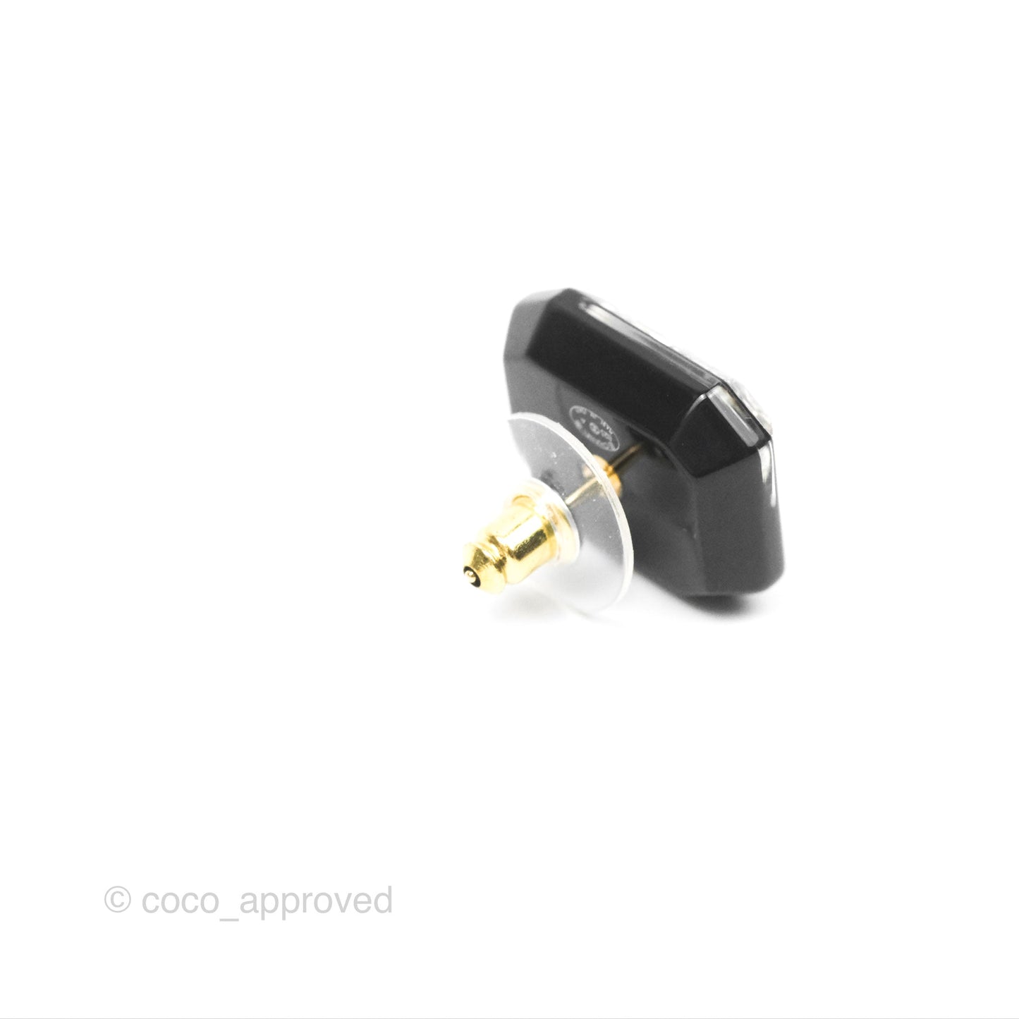 Chanel Crystal CC Resin Black Earrings Gold Tone 23A