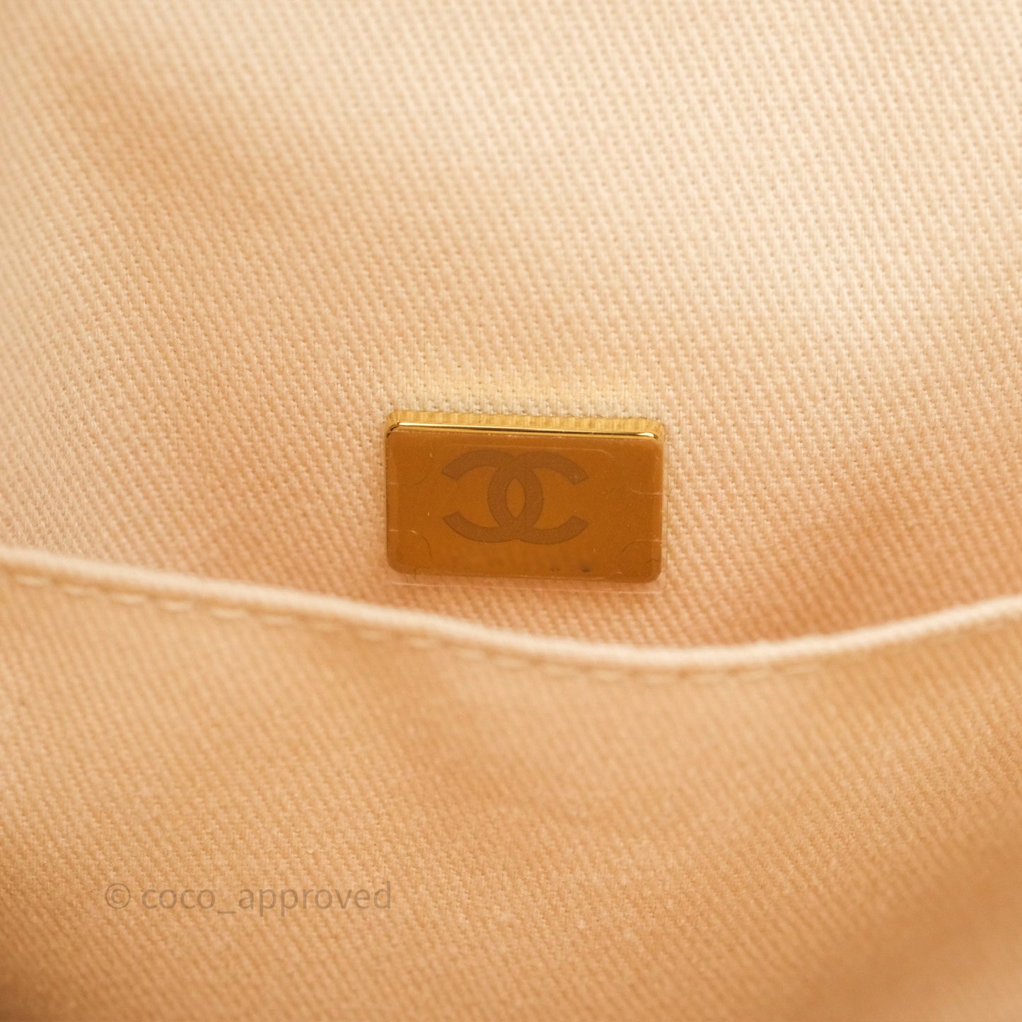 Chanel Large Deauville Ivory/Gold Canvas Gold Hardware