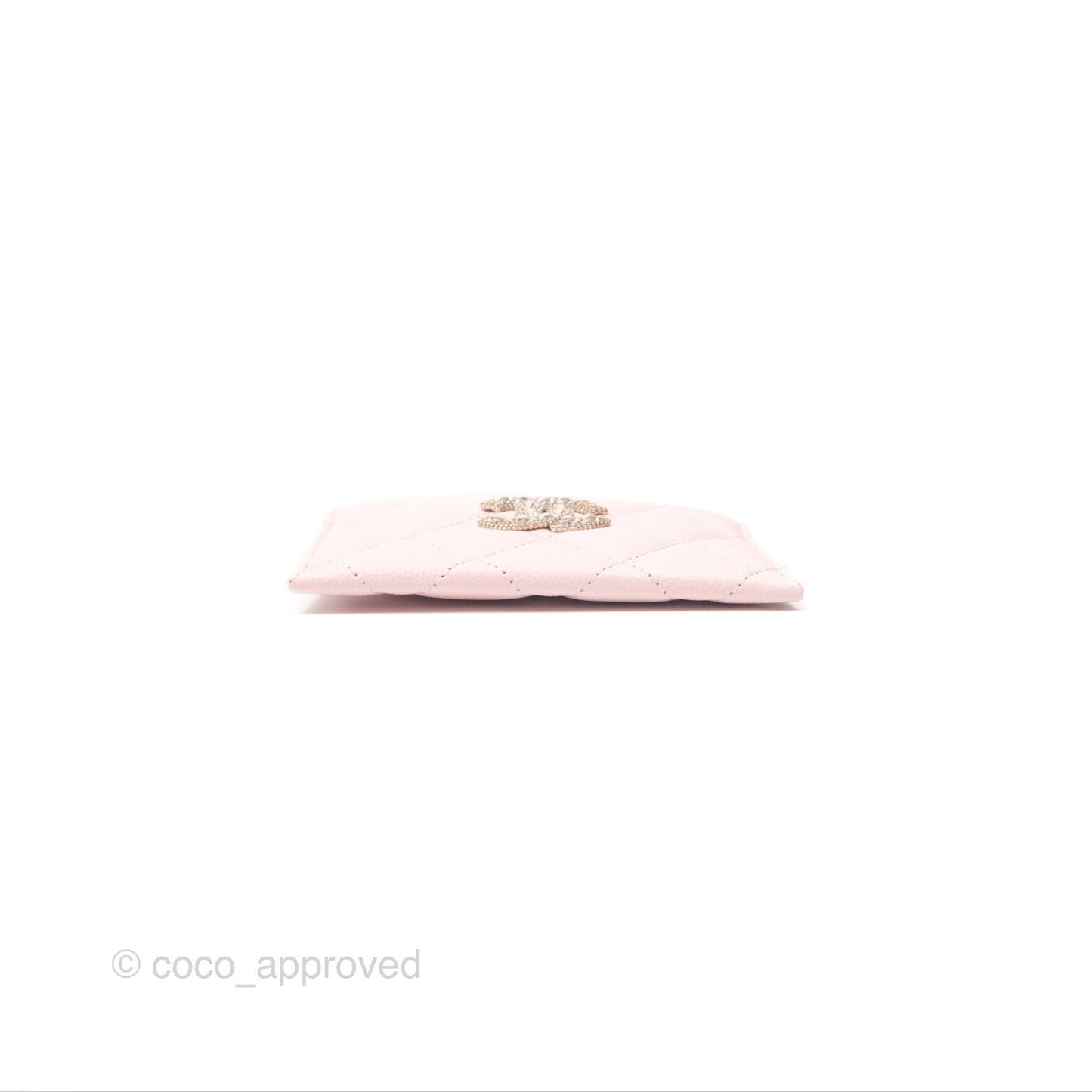 Chanel Quilted Flat Card Holder Light Pink Caviar