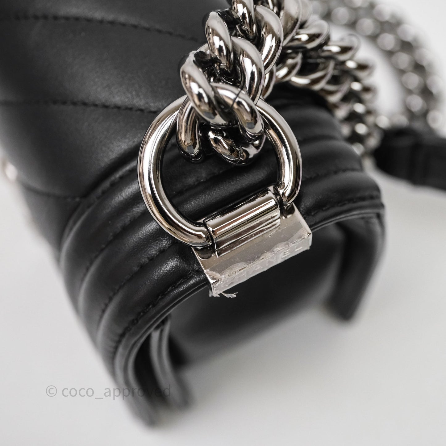 Chanel Small Boy Chevron Black Lambskin Silver Hardware