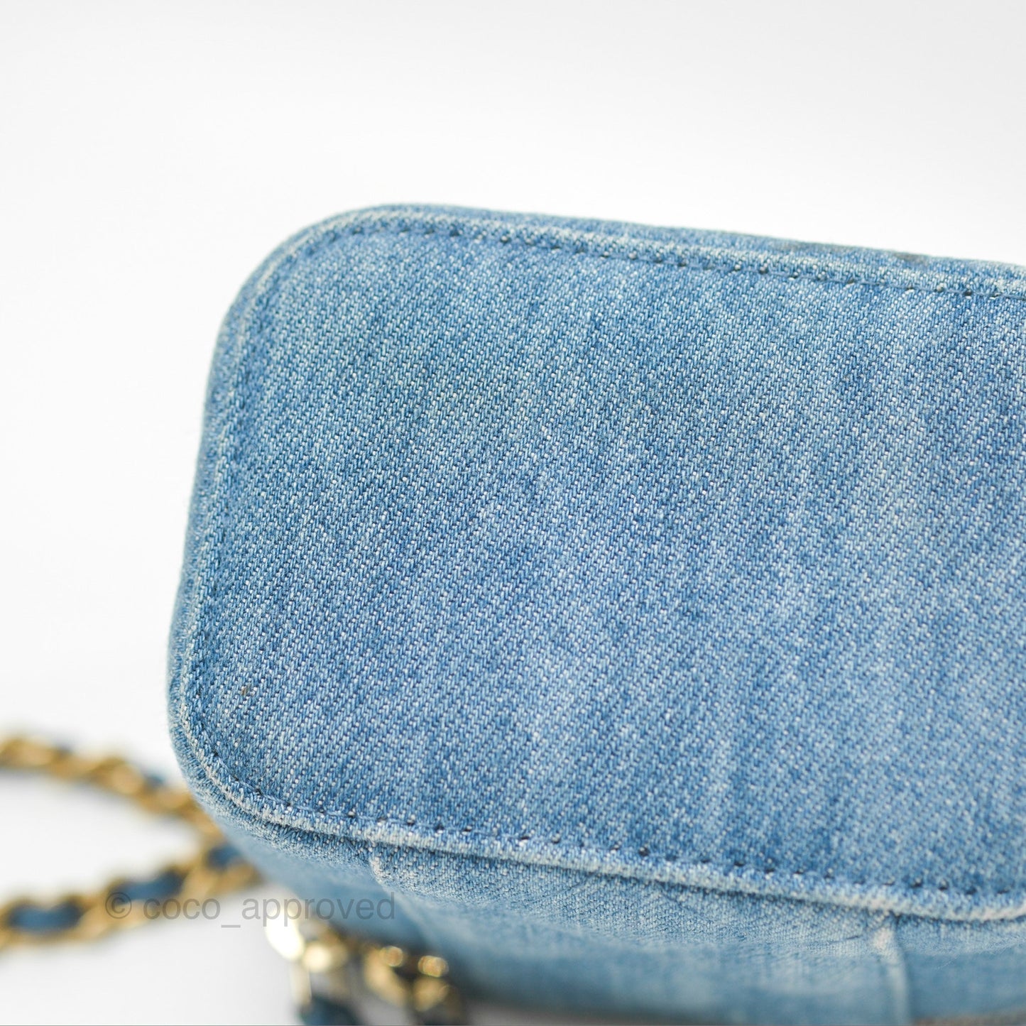 Chanel Mini Pearl Crush Vanity With Chain Denim Aged Gold Hardware