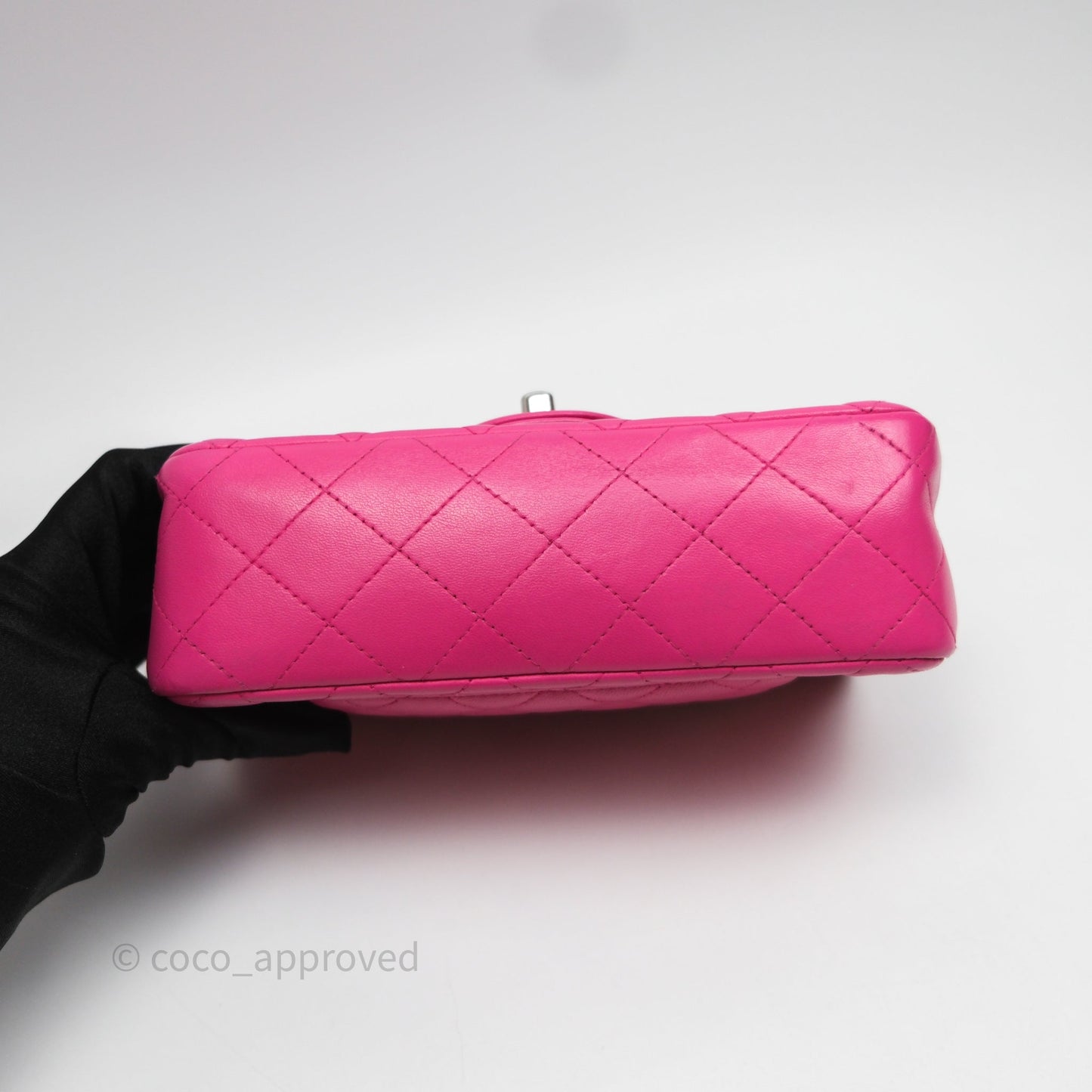 Chanel Mini Rectangular Quilted Dark Pink Lambskin Silver Hardware