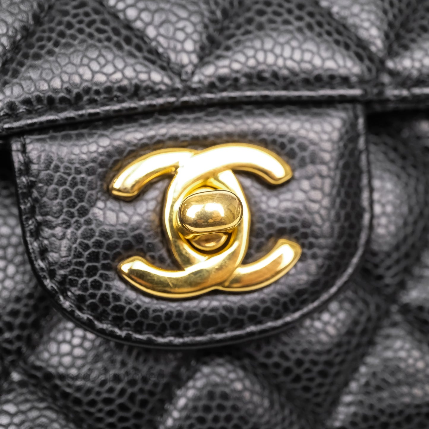 Chanel Classic M/L Medium Flap Quilted Black Caviar Gold Hardware