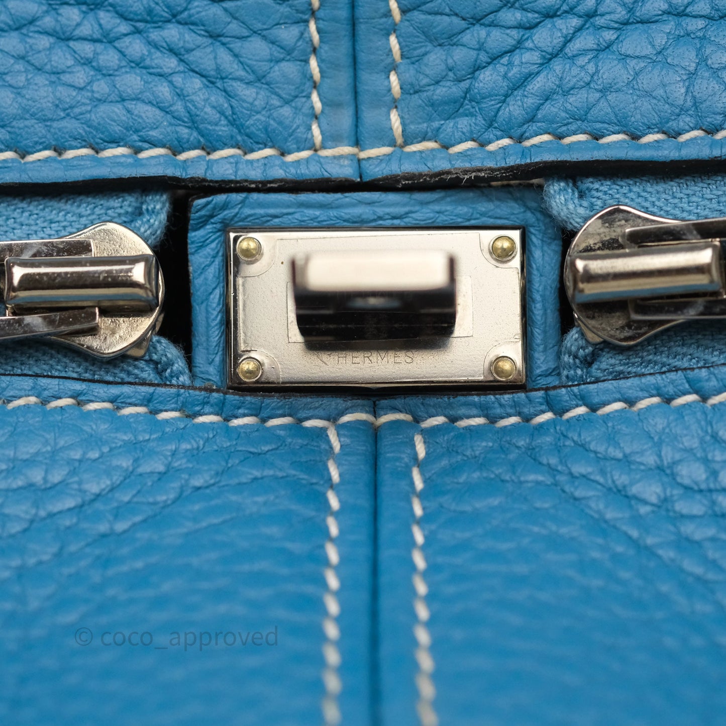 Hermes Victoria II 35 Bag Blue Jean 75 Clemence Palladium Hardware