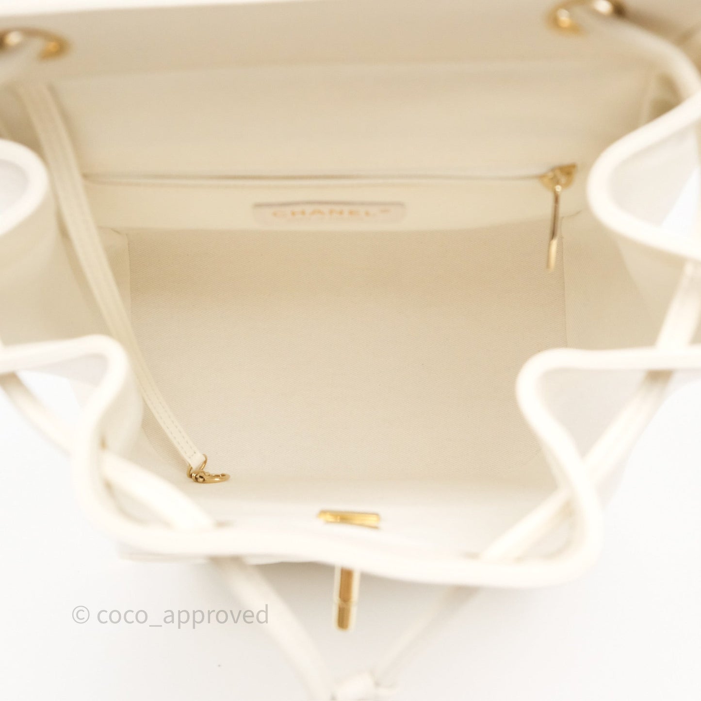 Chanel Quilted Business Affinity Backpack Ivory White Caviar Gold Hardware