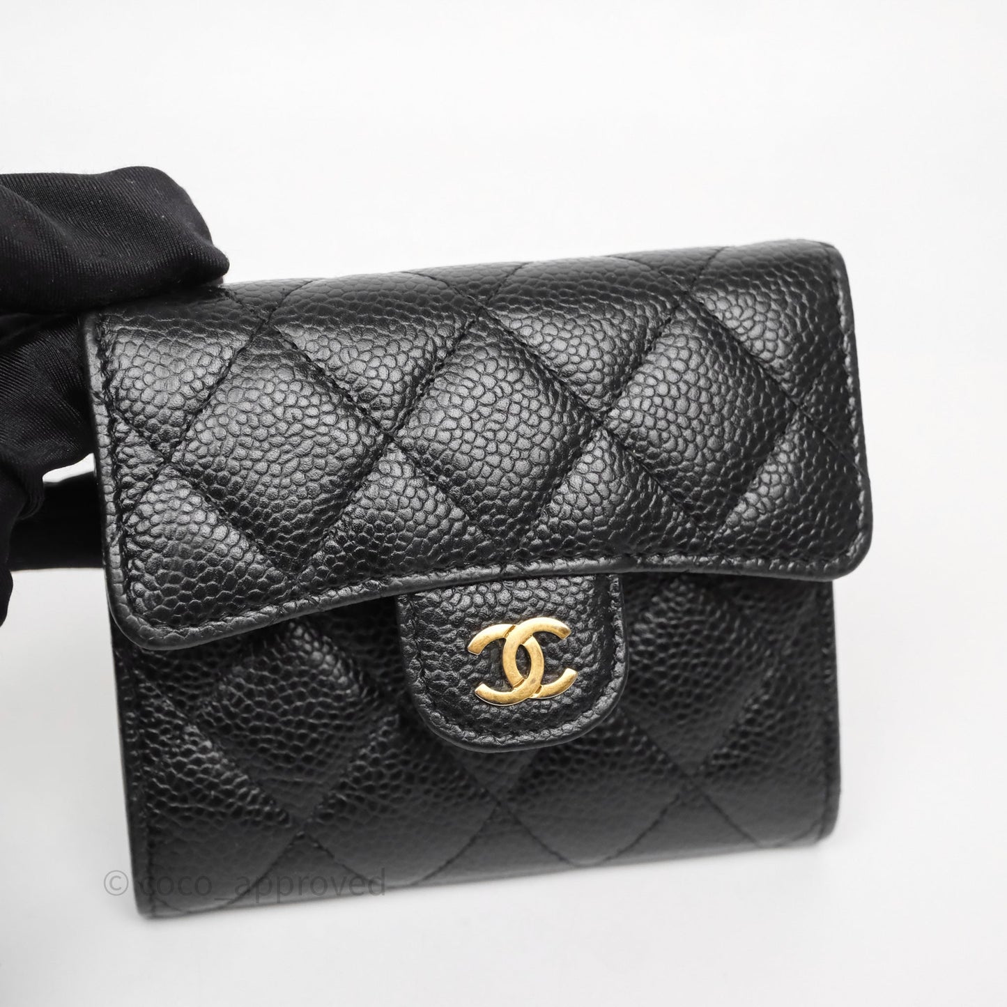 Chanel Classic Short Flap Wallet Black Caviar Gold Hardware