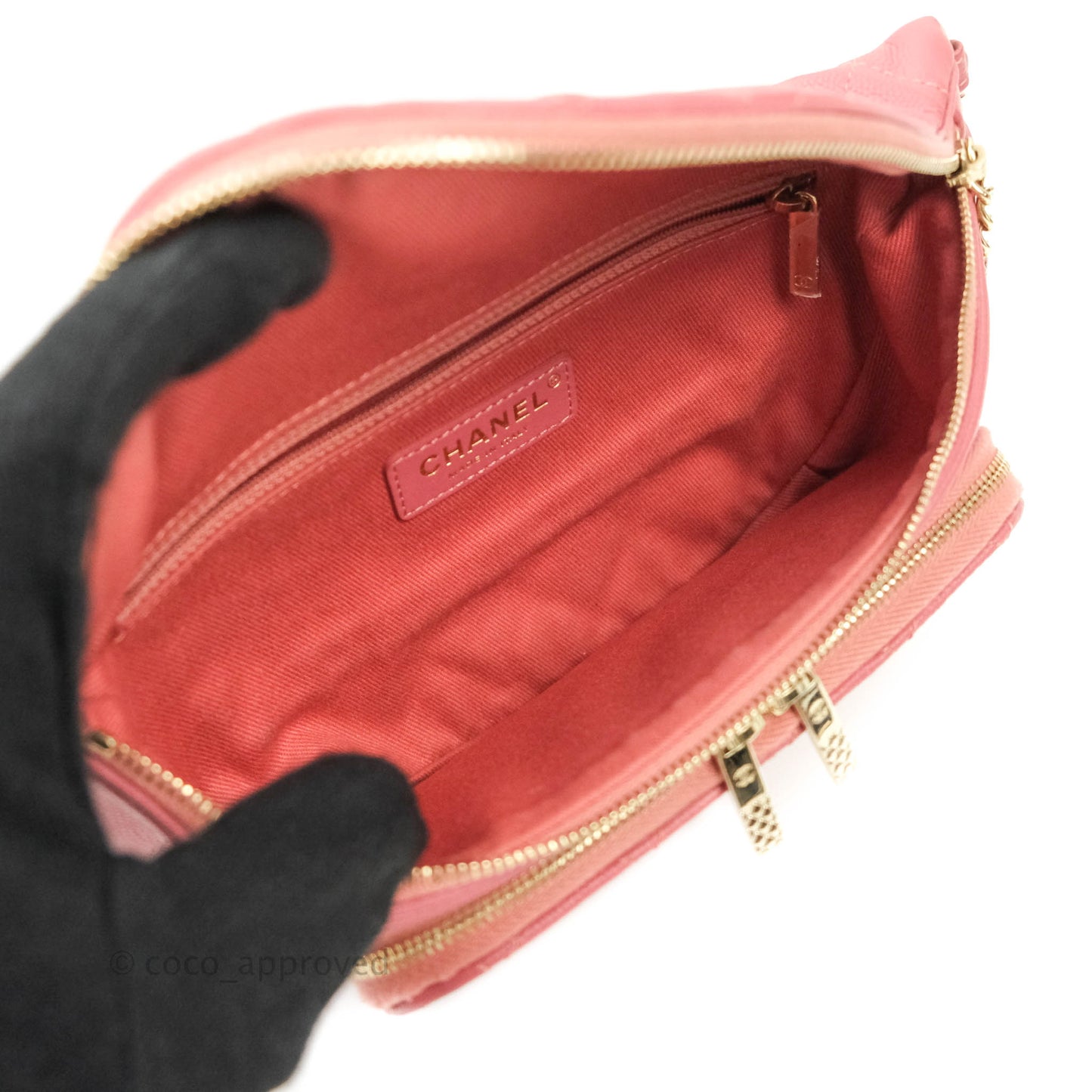 Chanel Quilted Business Affinity Waist Belt Bag Pink Caviar Gold Hardware