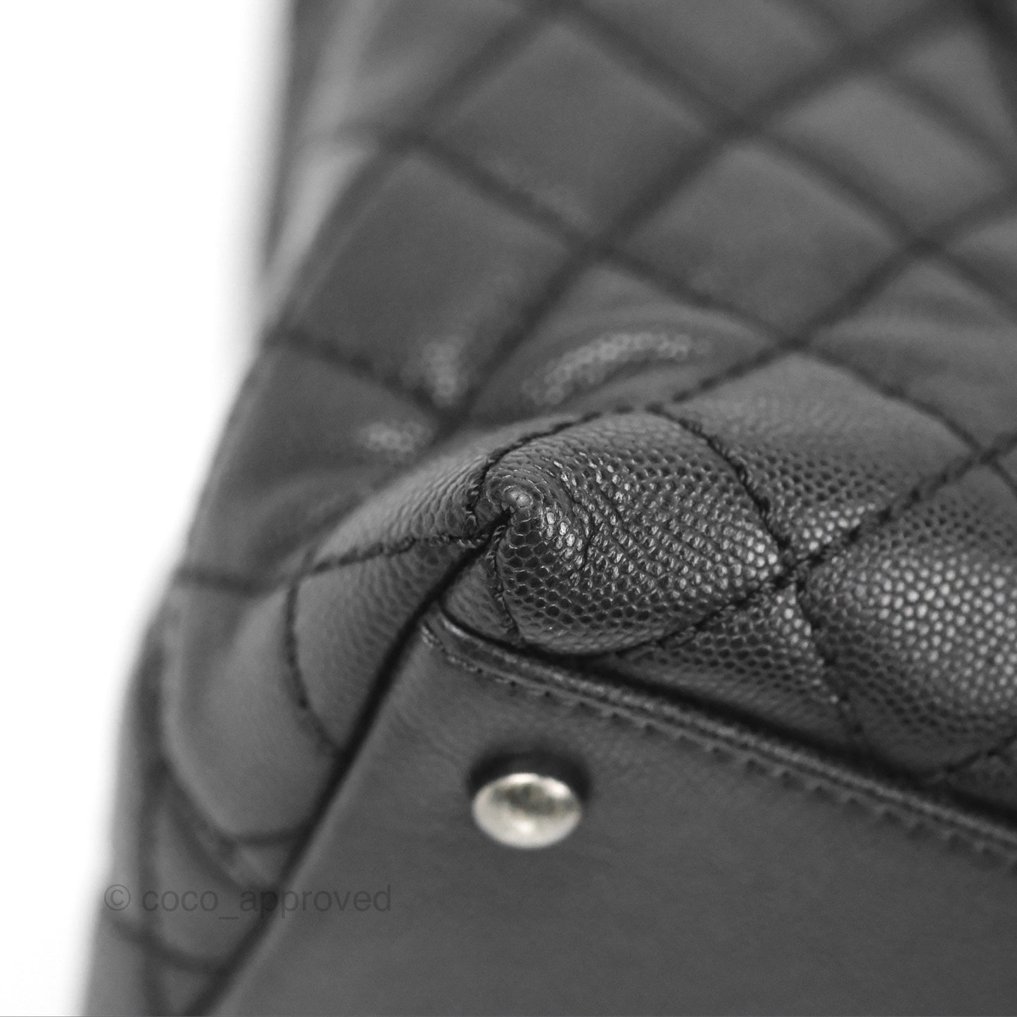 Chanel Large Coco Handle Quilted Black Caviar Ruthenium Hardware