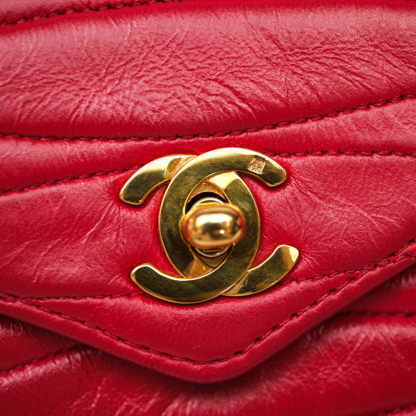 Chanel Vintage Quilted Flap Bag Red Lambskin Gold Hardware