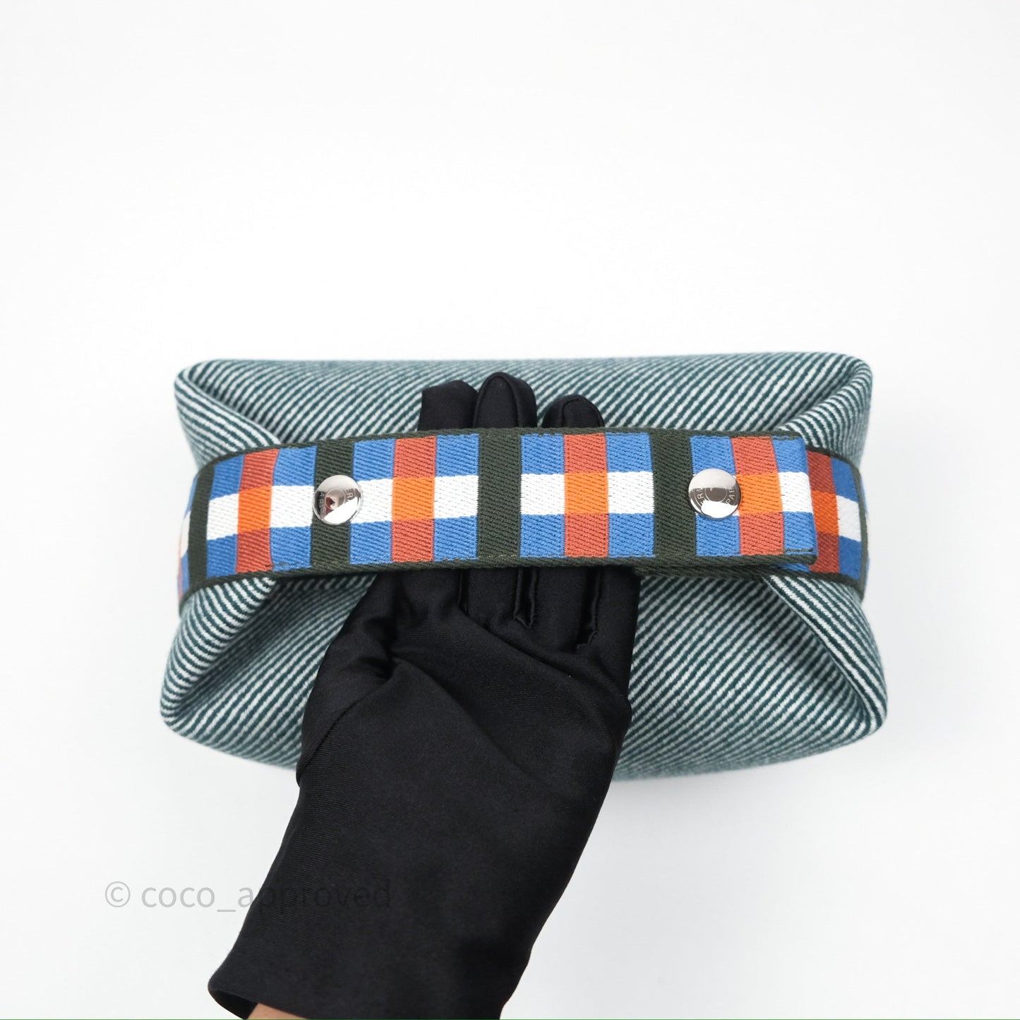 Hermès Small Bride-A-Brac Au Carre Case Wool Green