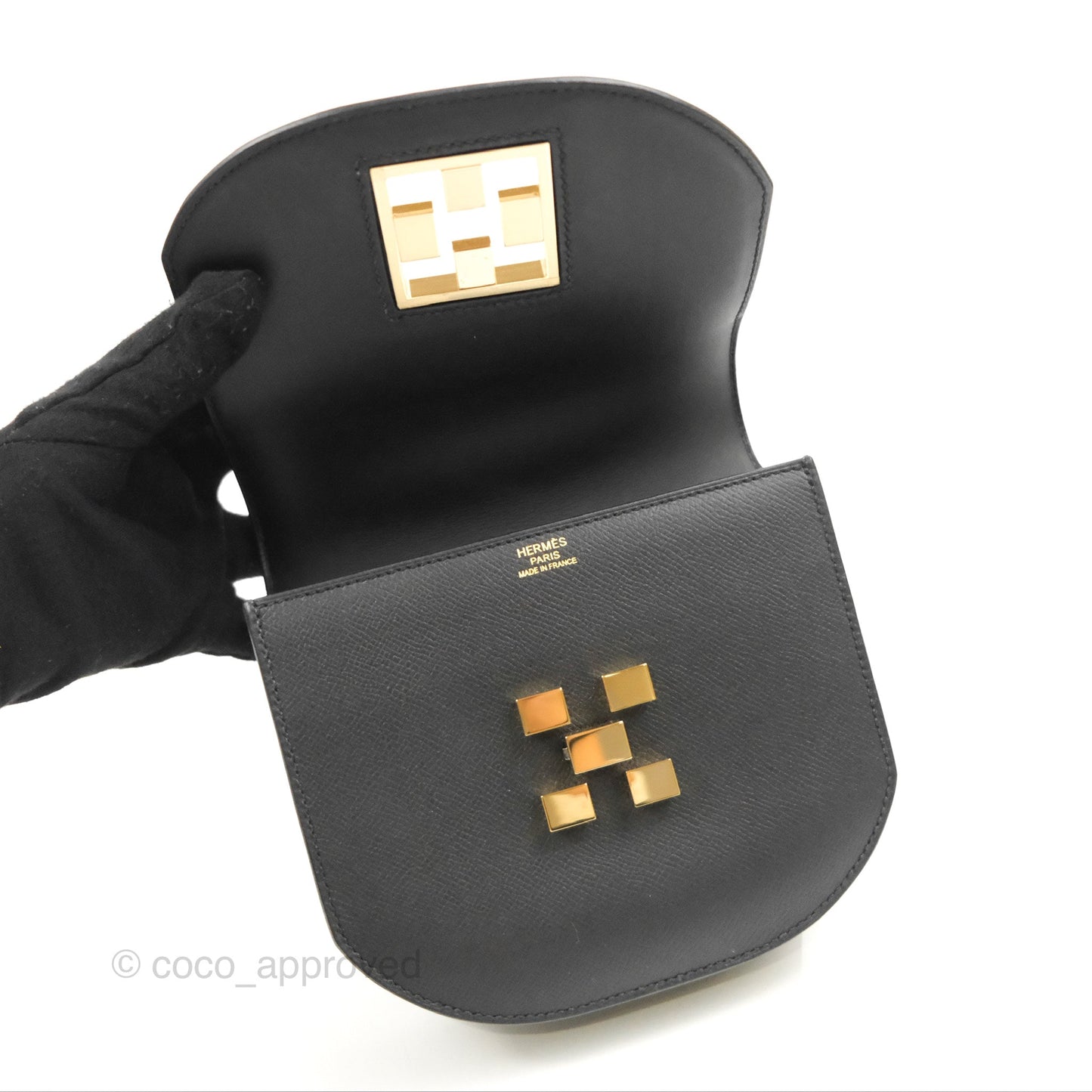 Hermès Mosaique Mini Bag Black Epsom Gold Hardware