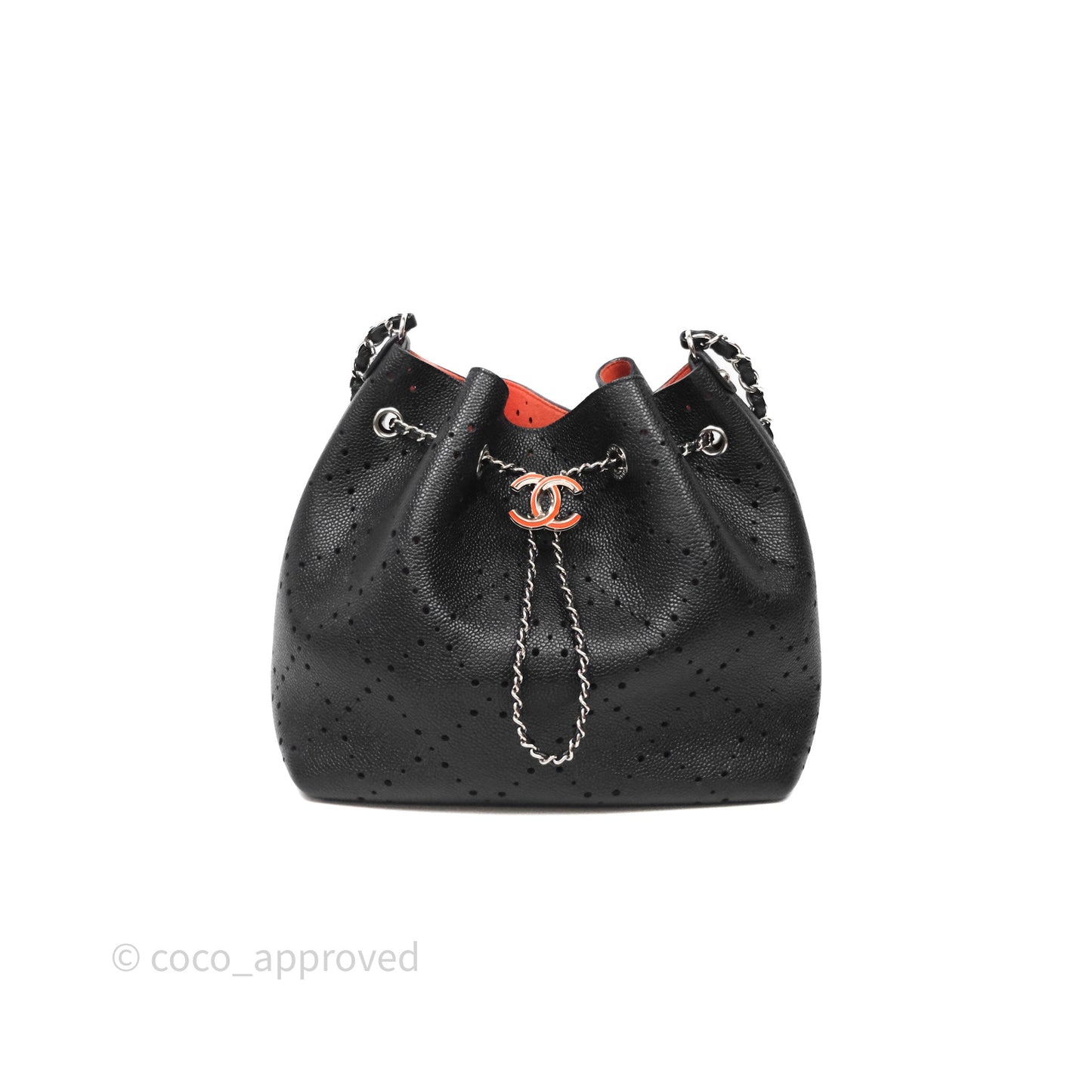 Chanel CC Drawstring Bucket Bag Black Caviar