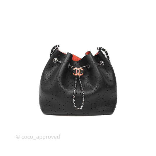 Chanel CC Drawstring Bucket Bag Black Caviar