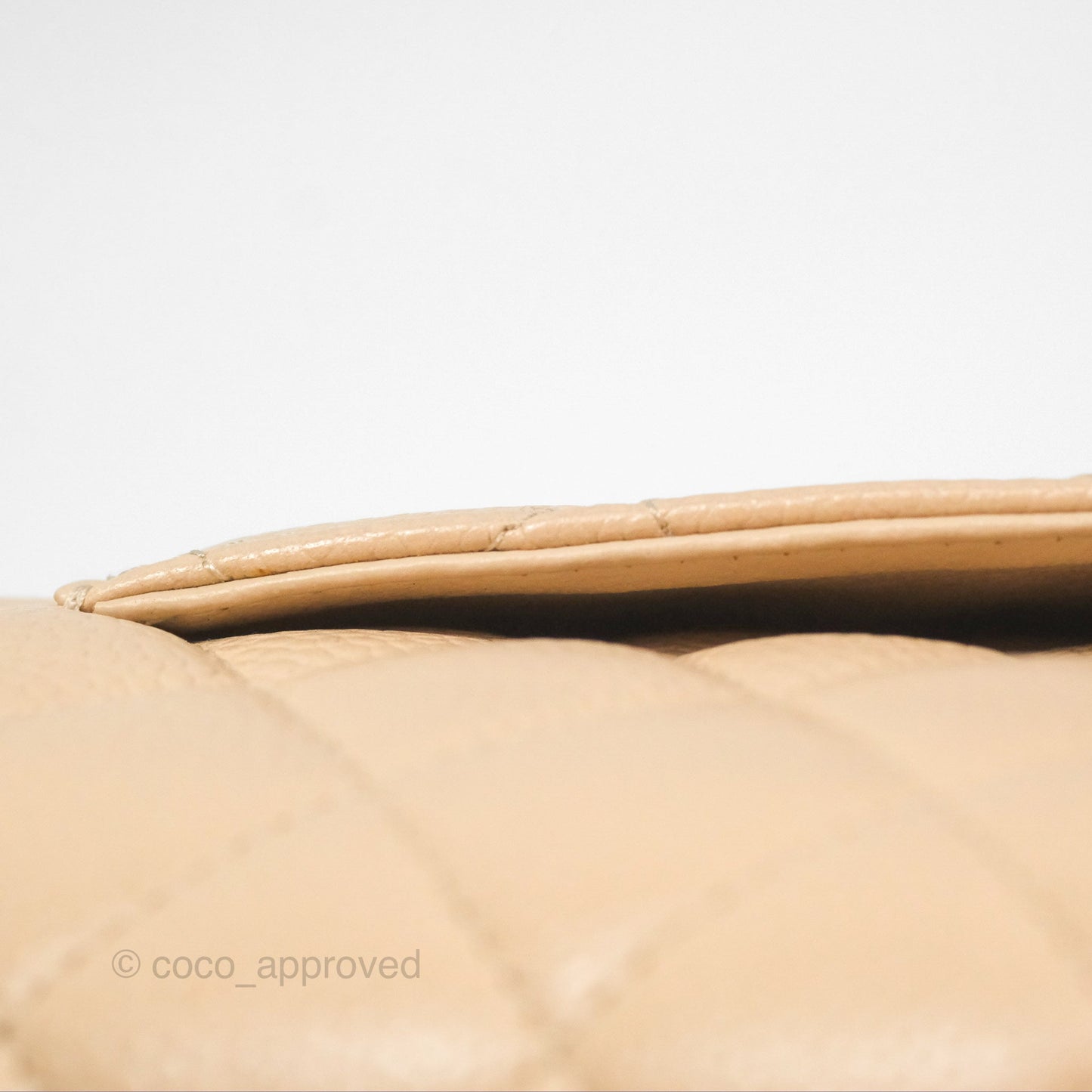 Chanel Classic M/L Medium Flap Quilted Beige Caviar Gold Hardware