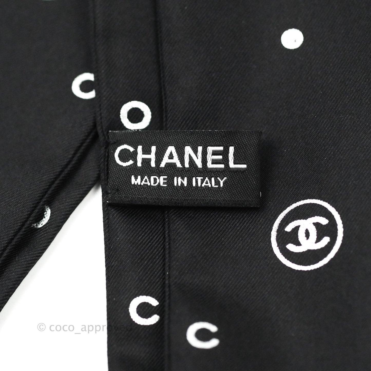 Chanel CC Silk Twilly in Black & White