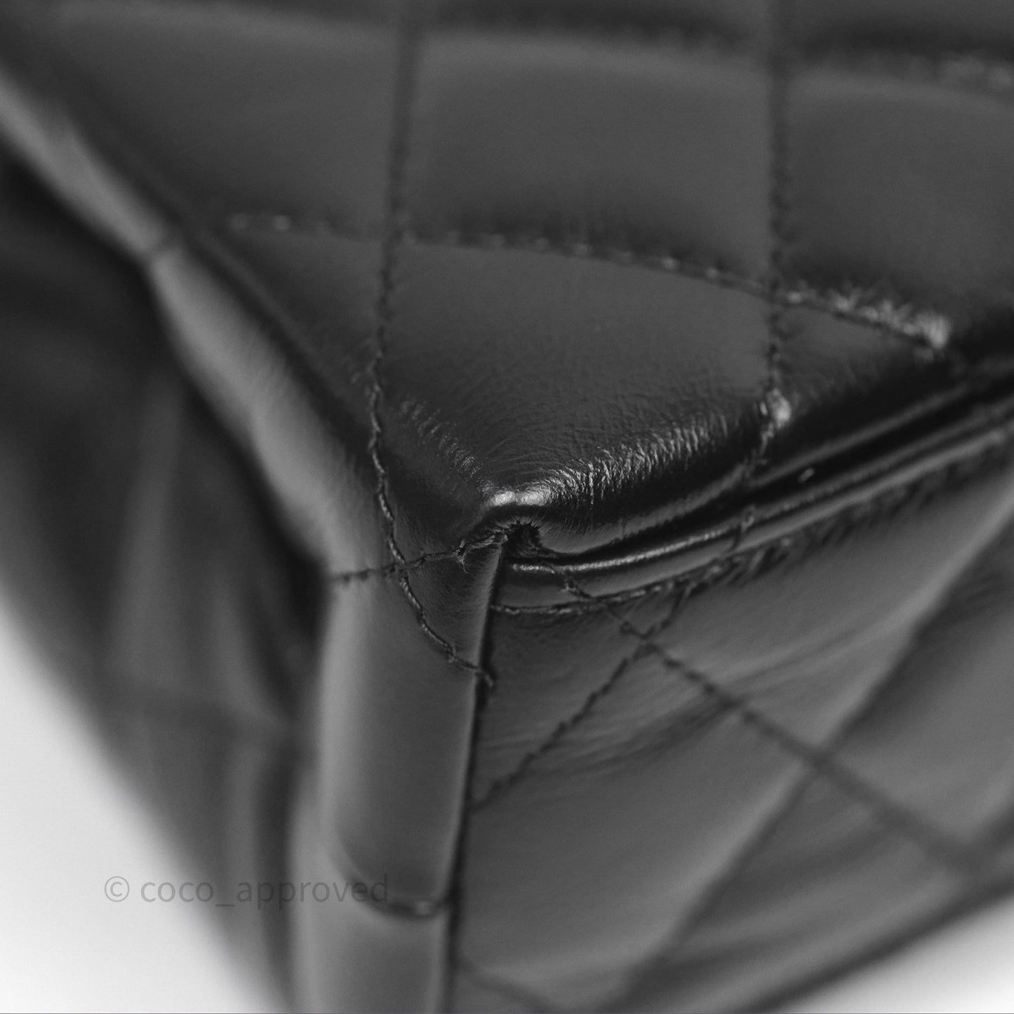 Chanel Kelly Bag Quilted Black Shiny Crumpled Calfskin Aged Gold Hardware