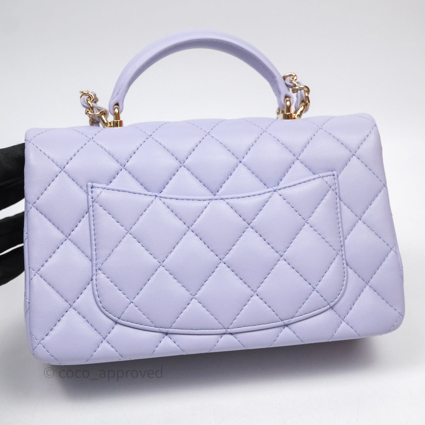 Chanel Top Handle Mini Rectangular Flap Bag Lilac Lambskin Gold Hardware