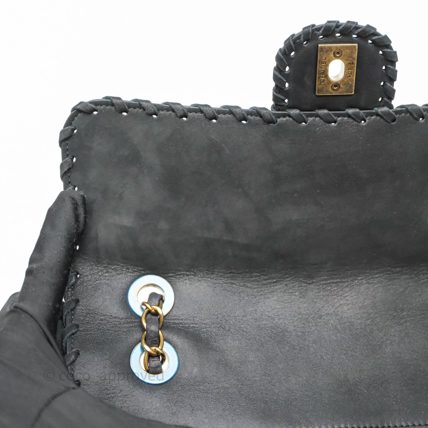 Chanel Braided Flap Bag Black Nubuck Aged Gold Hardware